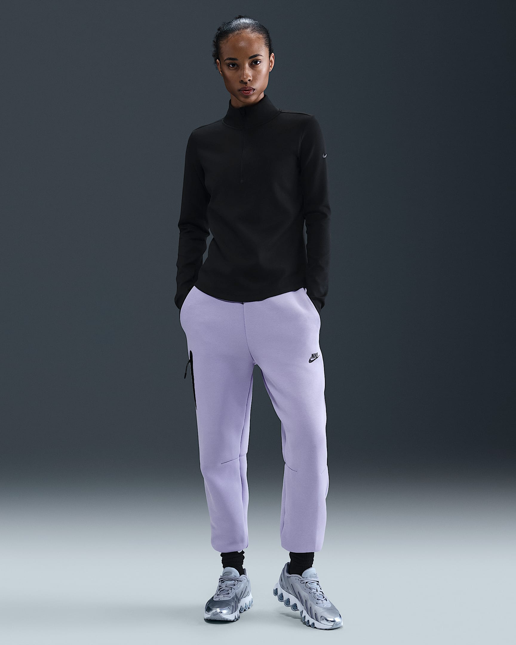 Nike Sportswear Tech Fleece Women's Mid-Rise Joggers - Lilac Ice/Black