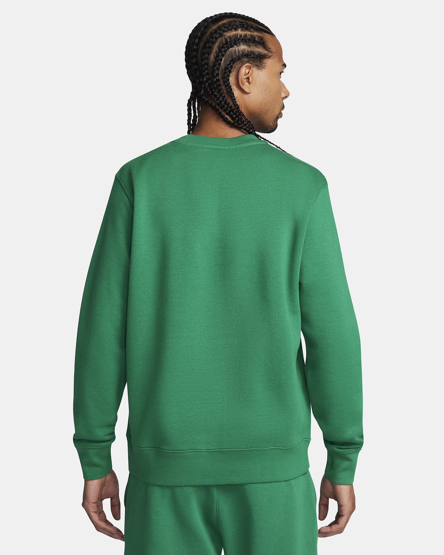 Nike Club Fleece Men's Long-Sleeve Crew-Neck Sweatshirt - Malachite/Safety Orange