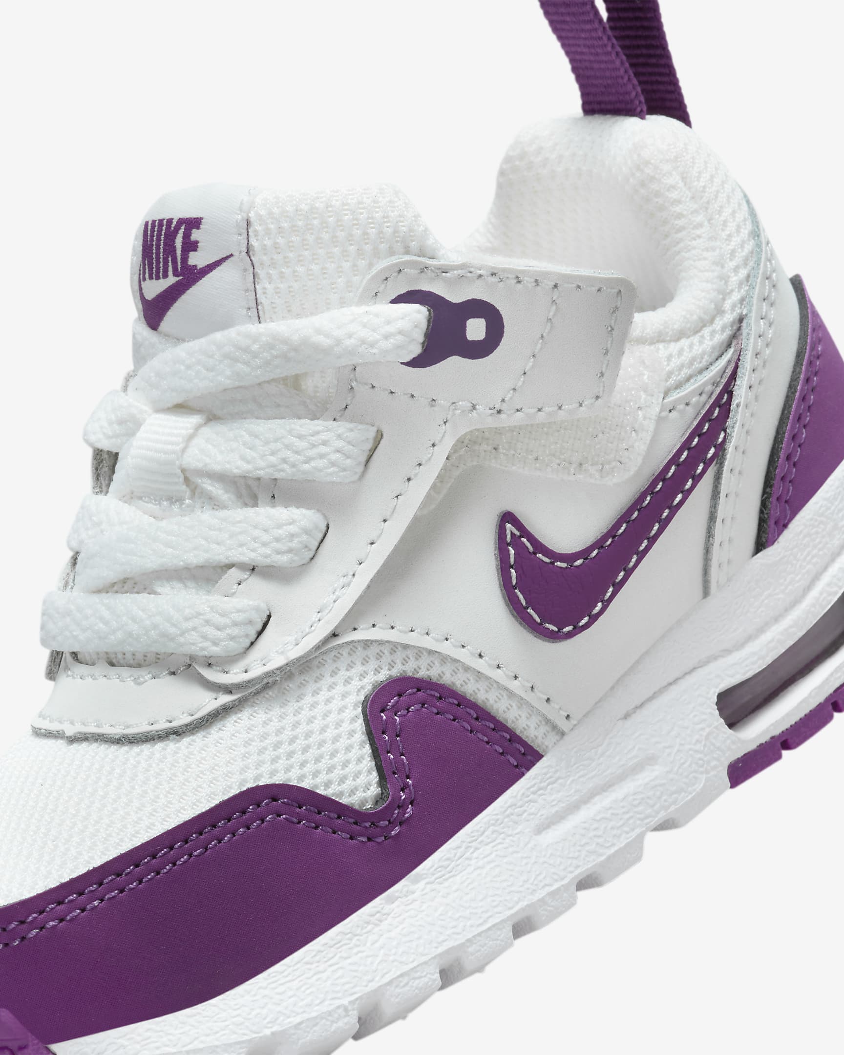 Tenis para bebé e infantiles Air Max 1 EasyOn - Blanco cumbre/Blanco/Violeta viotech