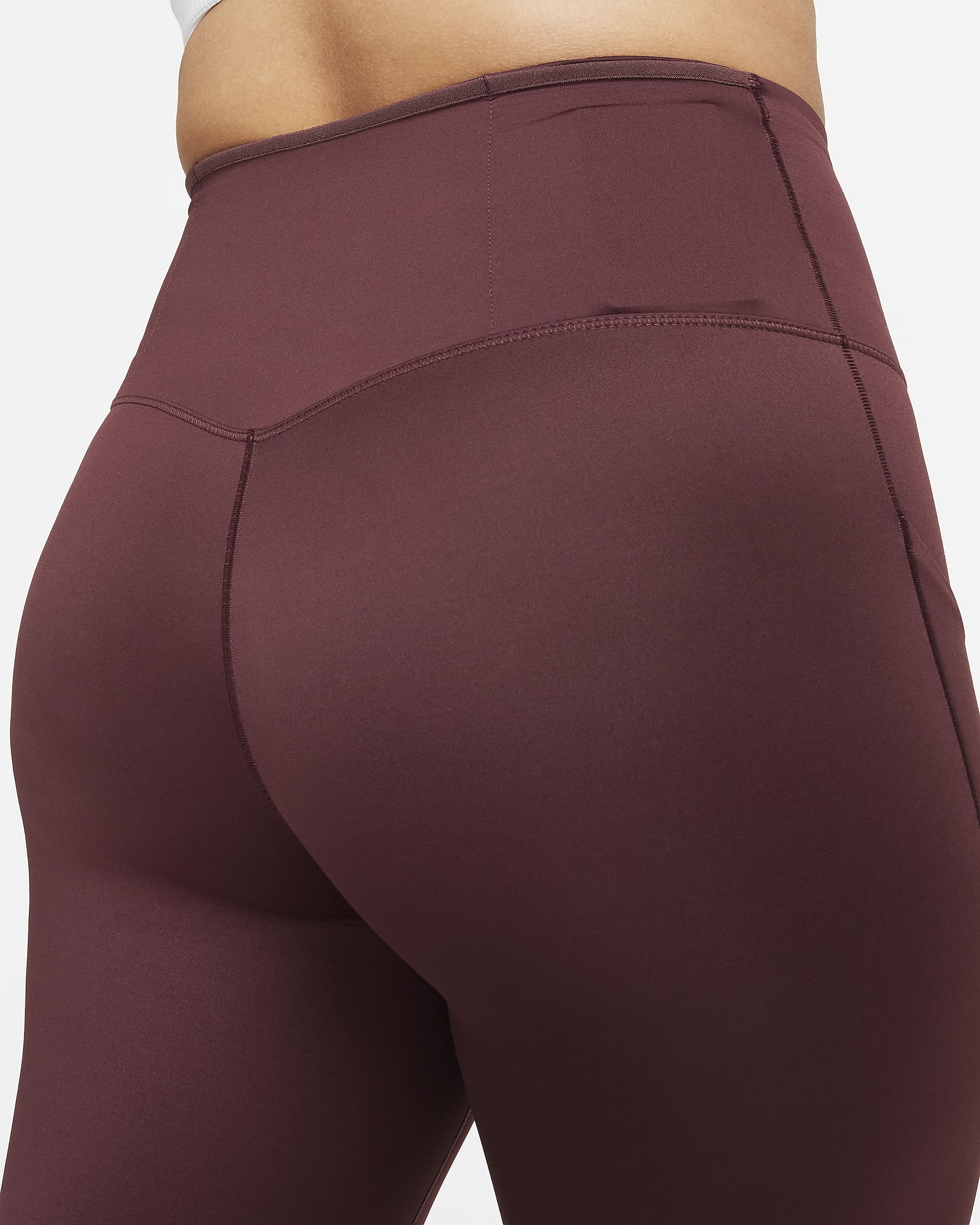 Legging taille haute à maintien supérieur et coupe longue avec poches Nike Go pour femme - Burgundy Crush/Noir