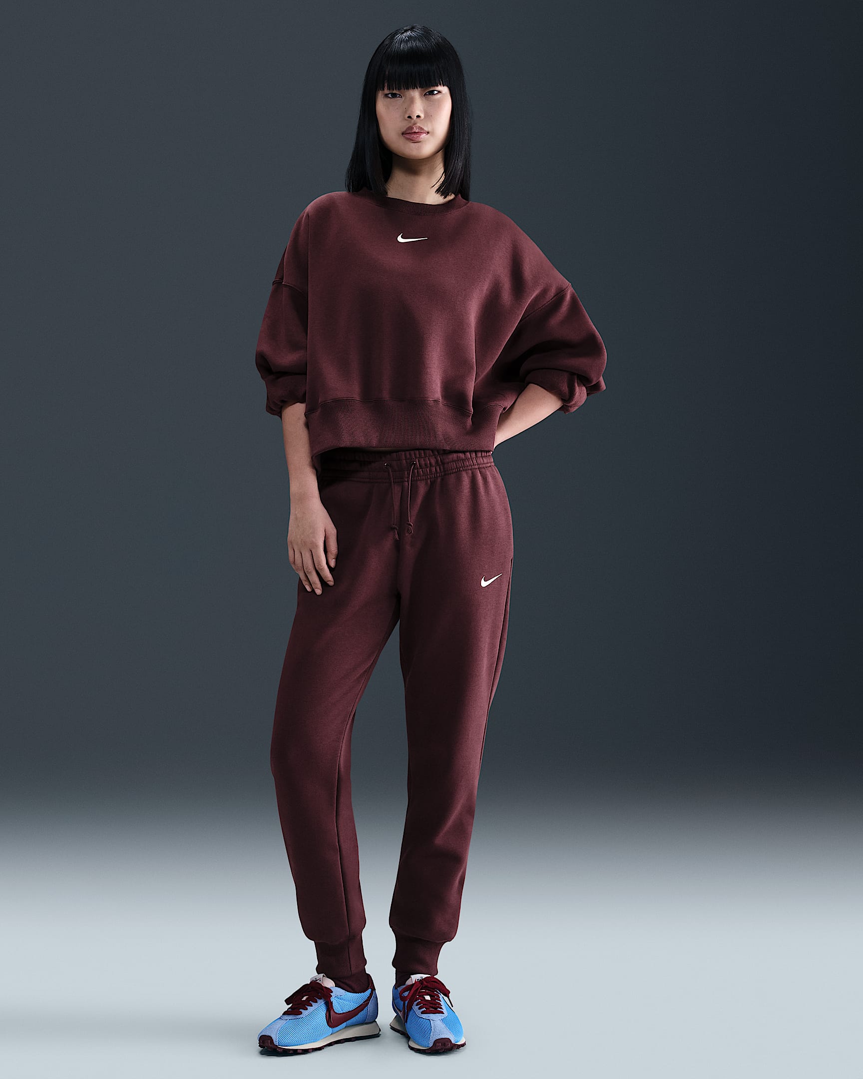Nike Sportswear Phoenix Fleece Women's Mid-Rise Sweatpants - Burgundy Crush/Sail