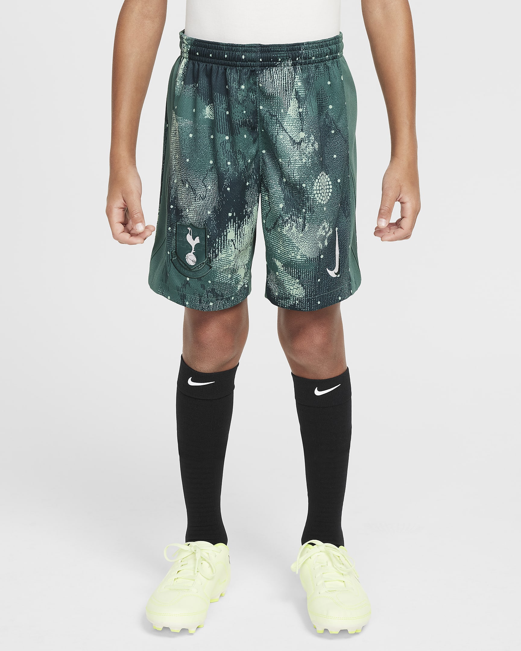 Shorts da calcio replica Nike Dri-FIT Tottenham Hotspur 2024/25 Stadium per ragazzo/a – Terza - Enamel Green/Bicoastal/Bianco