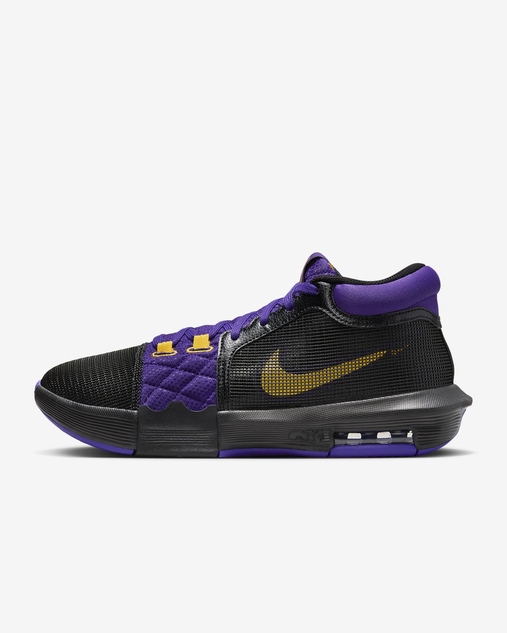 Calzado de básquetbol LeBron Witness 8 - Negro/Morado campo/Oro universitario