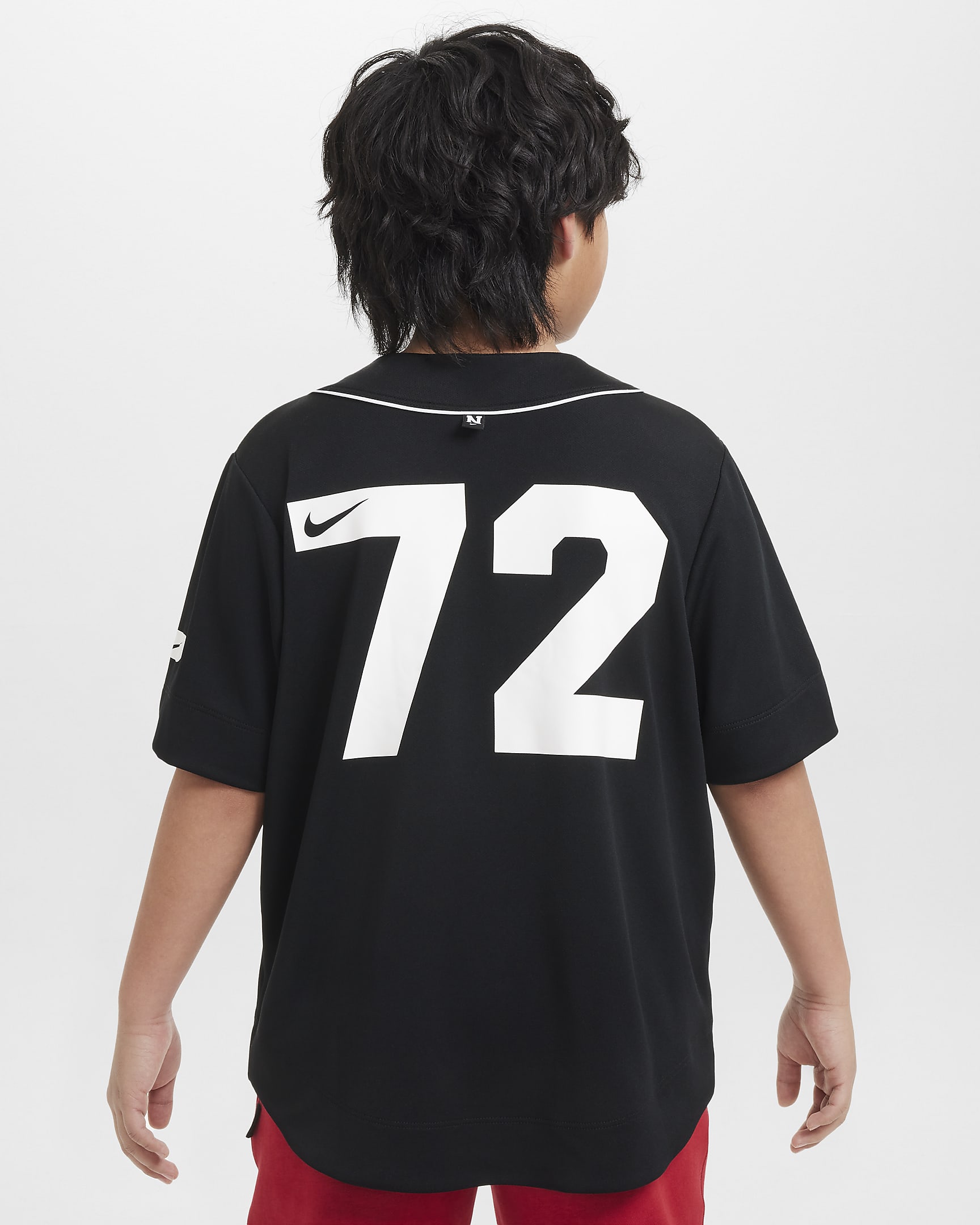 Jersey de béisbol Dri-FIT para niños talla grande Nike Athletics - Negro/Blanco