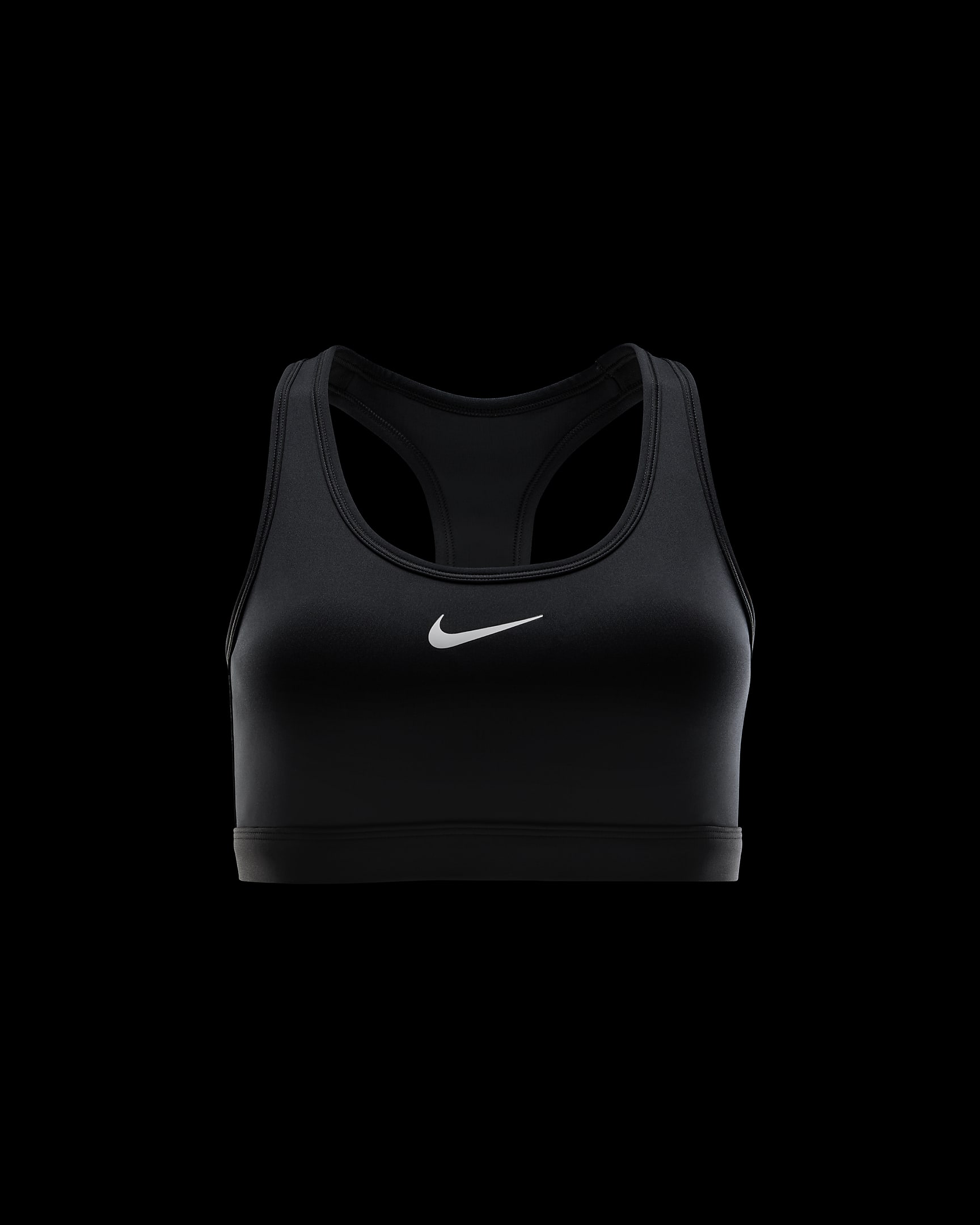 Nike Swoosh Medium Support párnázott női sportmelltartó - Fekete/Fehér