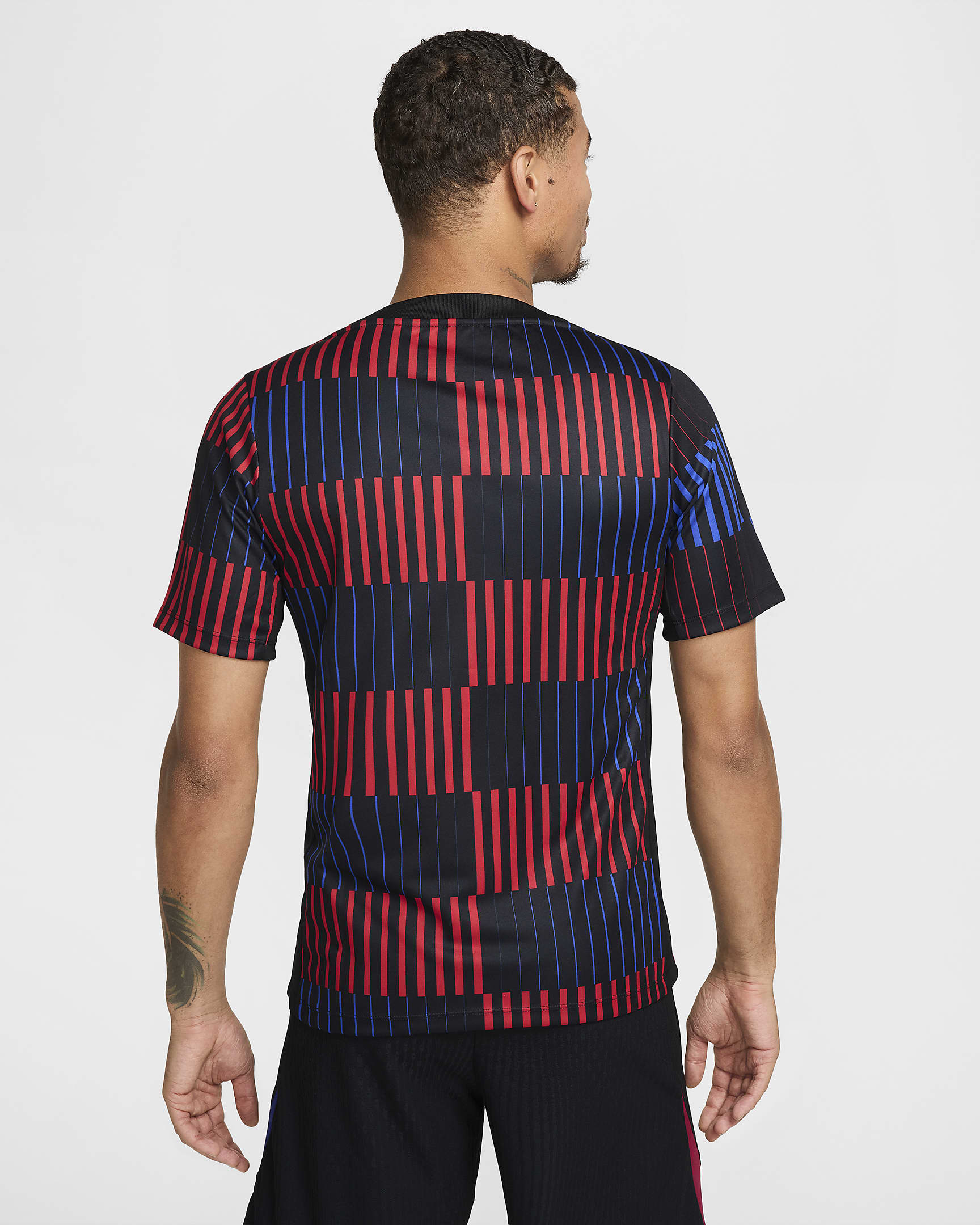 F.C. Barcelona Academy Pro Away Men's Nike Dri-FIT Football Pre-Match Short-Sleeve Top - Black/Black/University Red