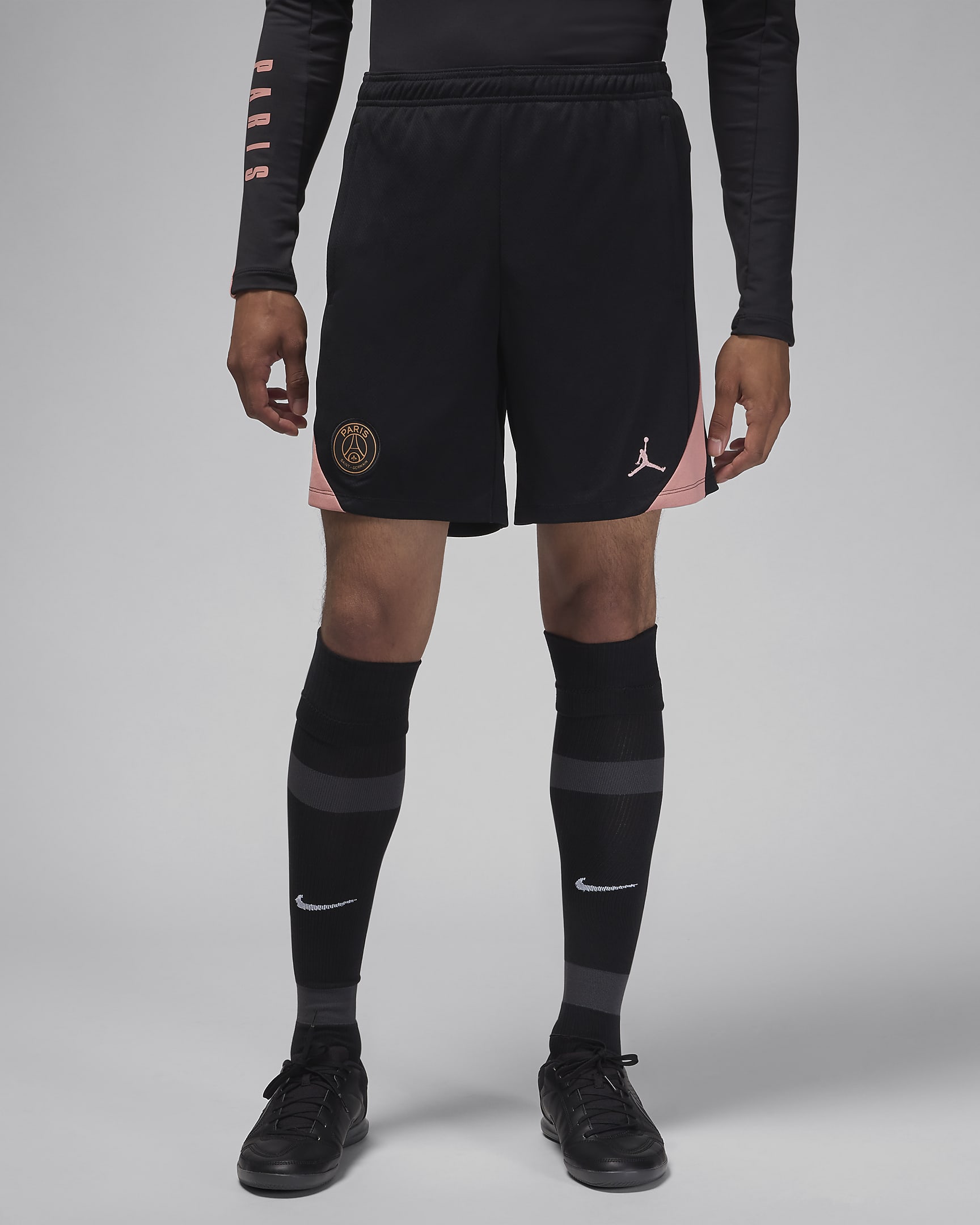 Paris Saint-Germain Strike Third Men's Jordan Dri-FIT Football Knit Shorts - Black/Rust Pink/Rust Pink