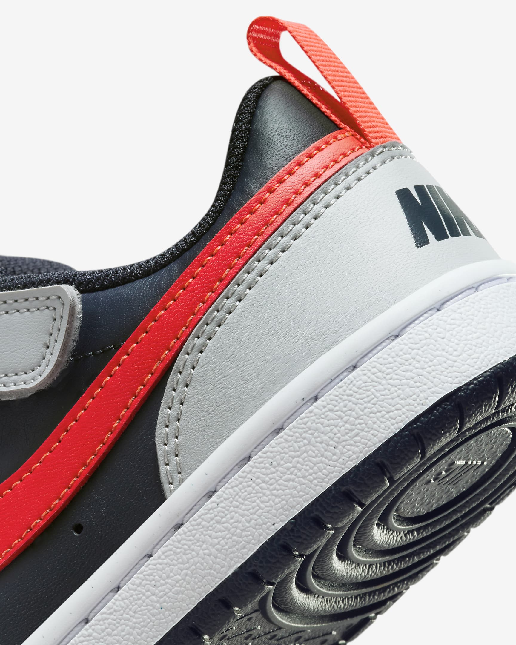 Nike Court Borough Low Recraft Younger Kids' Shoes - Light Smoke Grey/Dark Obsidian/White/Bright Crimson