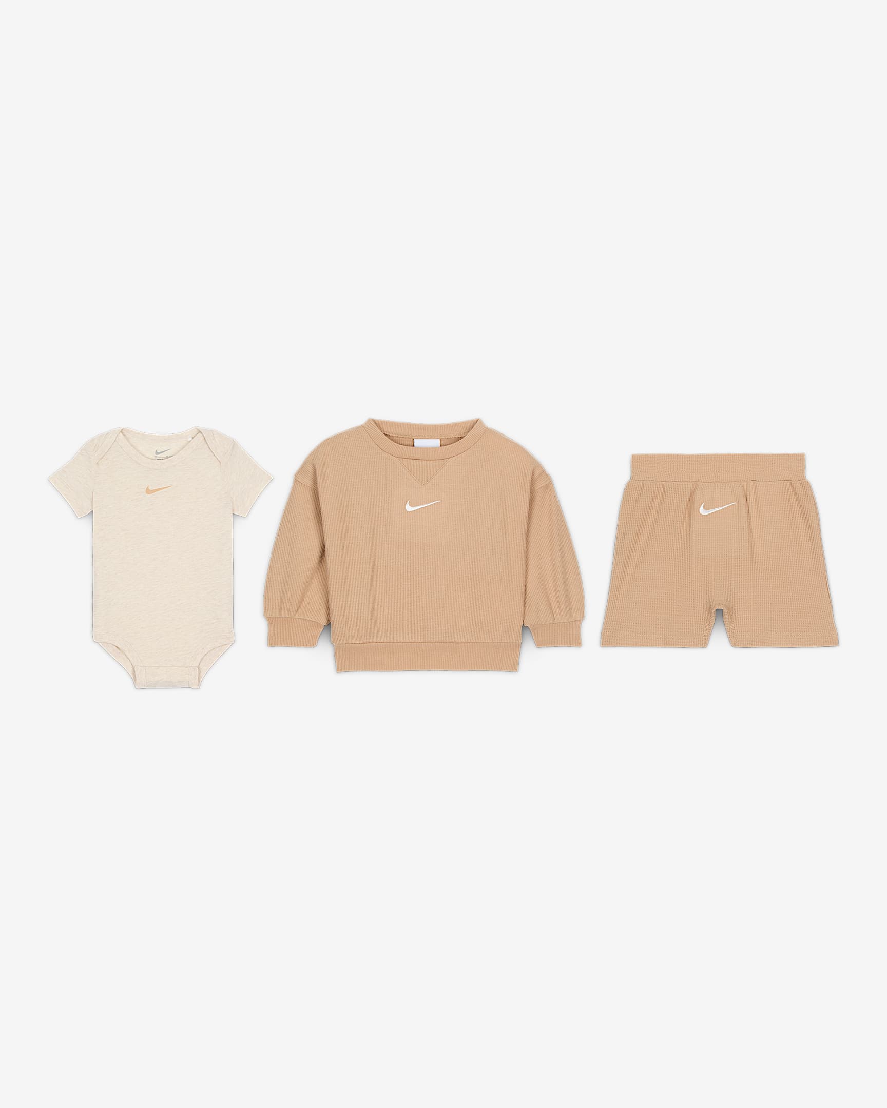 Nike Essentials Baby (0-9M) Crew and Shorts Set - Hemp