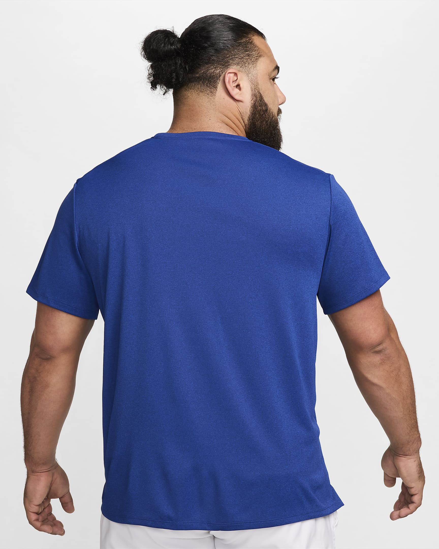 Nike Miler Nike Dri-FIT UV Kurzarm-Laufoberteil für Herren - Game Royal/Midnight Navy/Heather