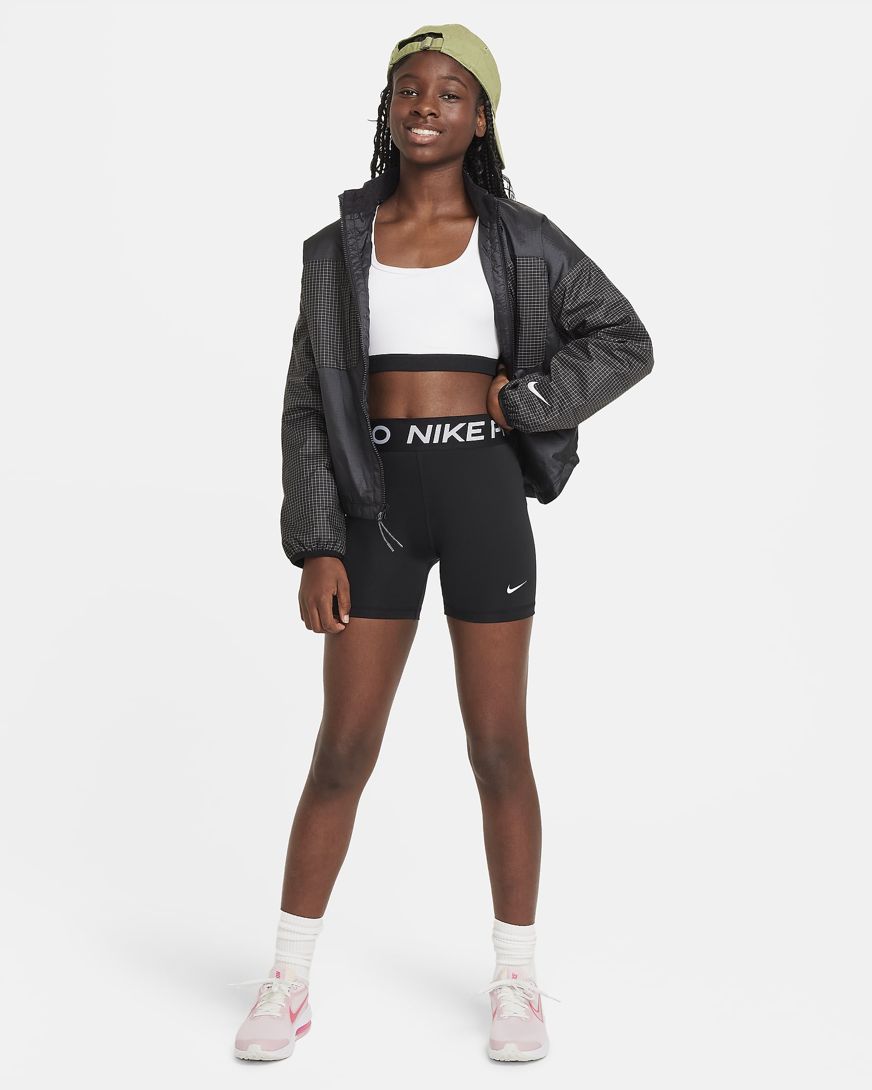 Nike Pro-shorts til større børn (piger) - sort/hvid
