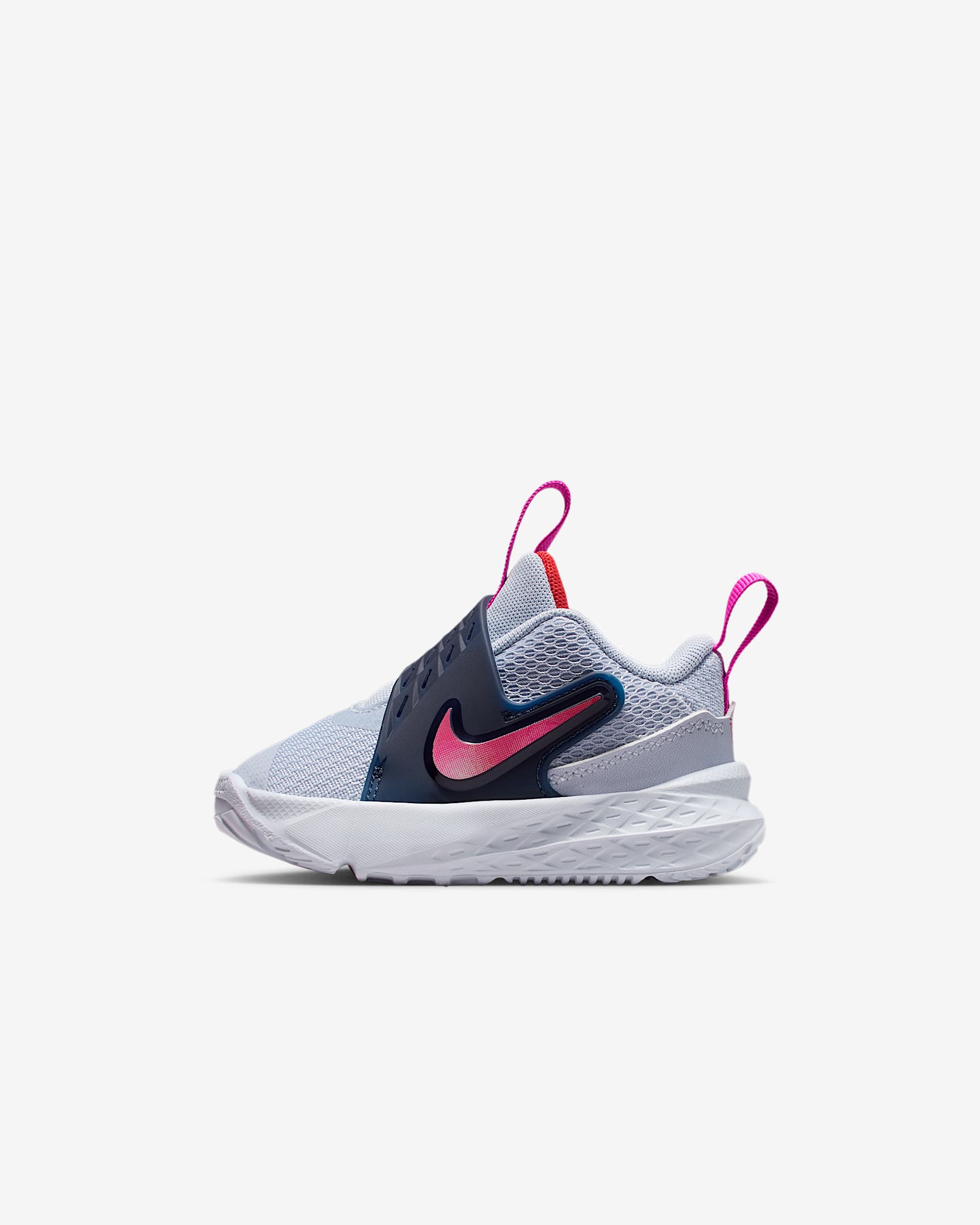 Nike Team Hustle D 12 Baby/Toddler Shoes - Ghost/Midnight Navy/Picante Red/Fire Pink