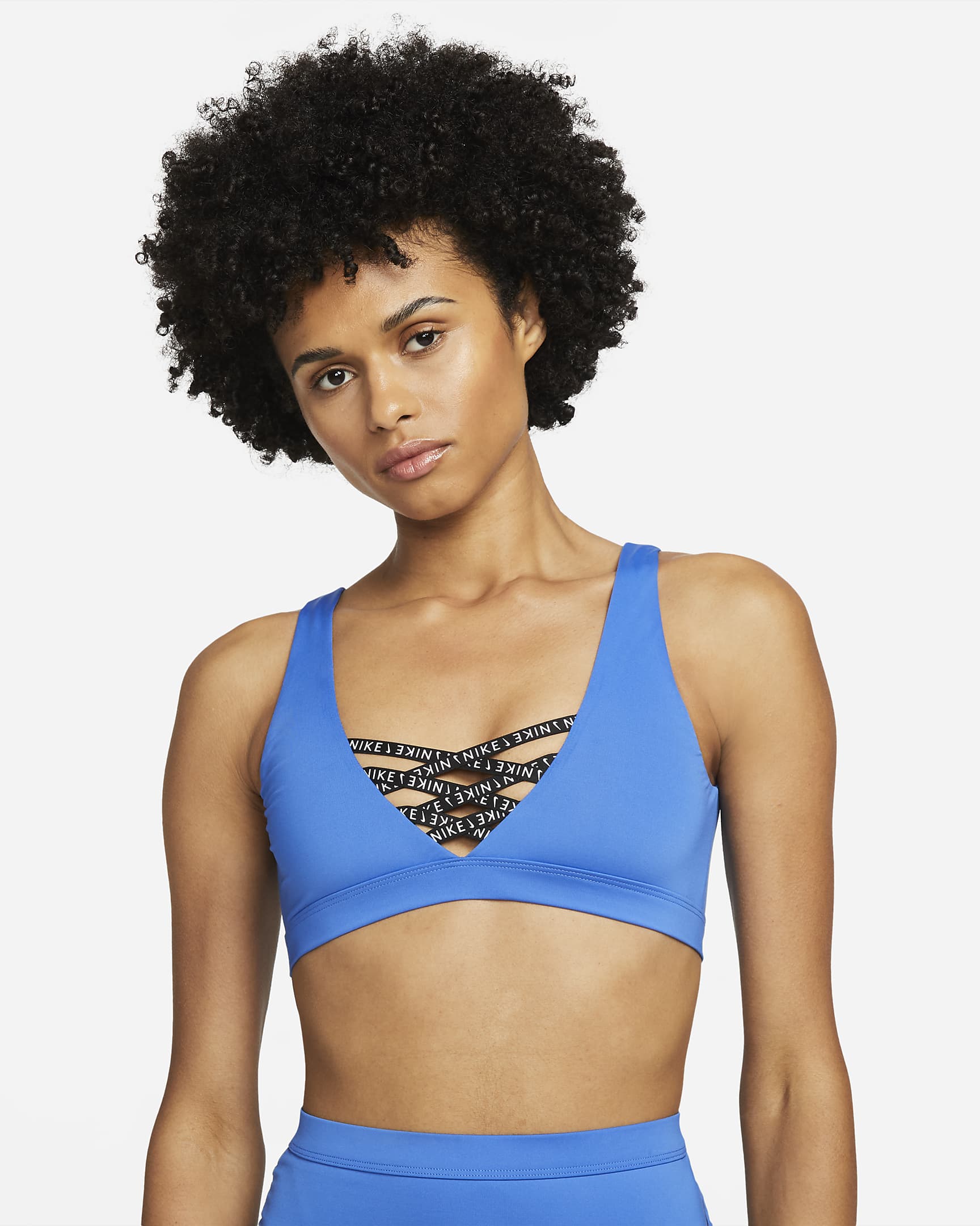 Nike Sneakerkini Women's Scoop Neck Bikini Top - Pacific Blue/Black/Black