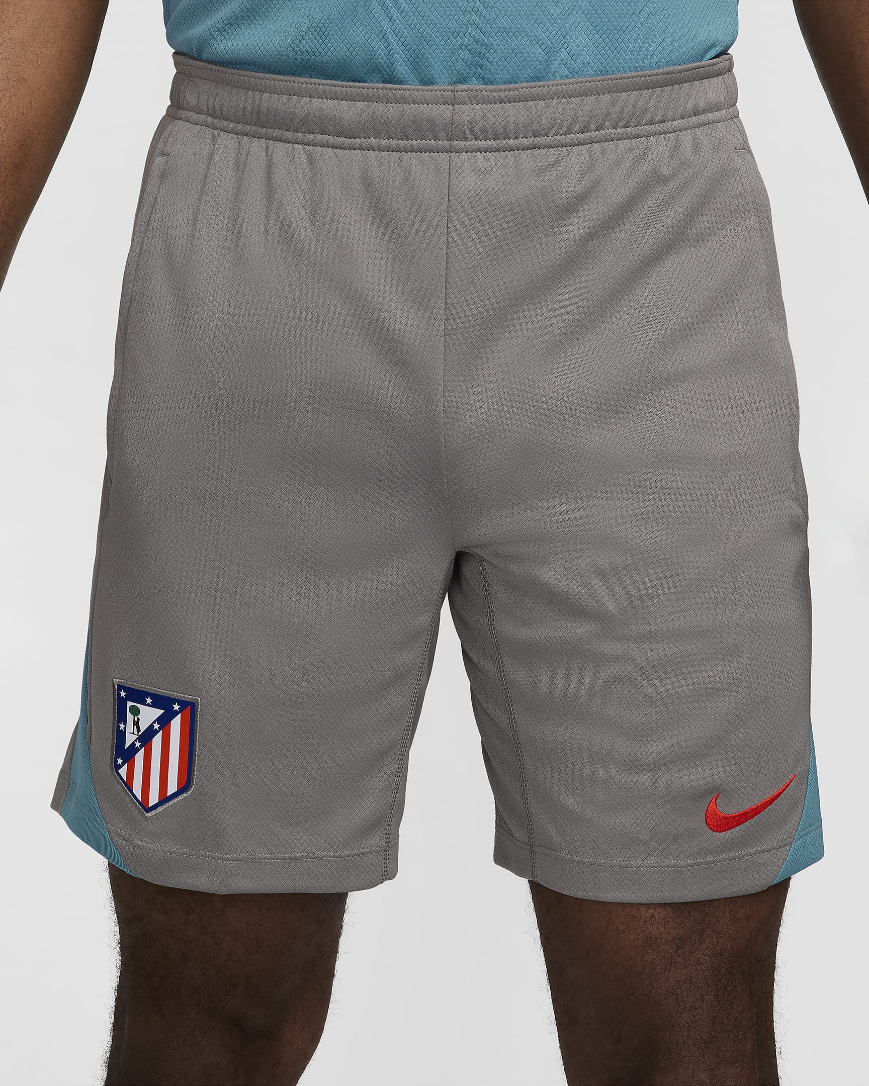 Atlético Madrid Strike Men's Nike Dri-FIT Football Knit Shorts - Flat Pewter/Noise Aqua/Light Crimson