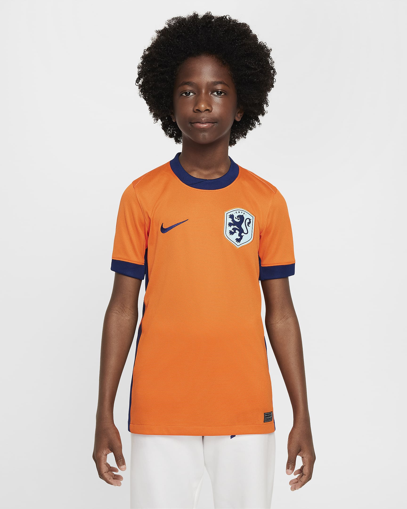 Netherlands (Women's Team) 2024/25 Stadium Home Nike Dri-FIT Soccer Replika Fußballtrikot (ältere Kinder) - Safety Orange/Blue Void/Copa/Blue Void