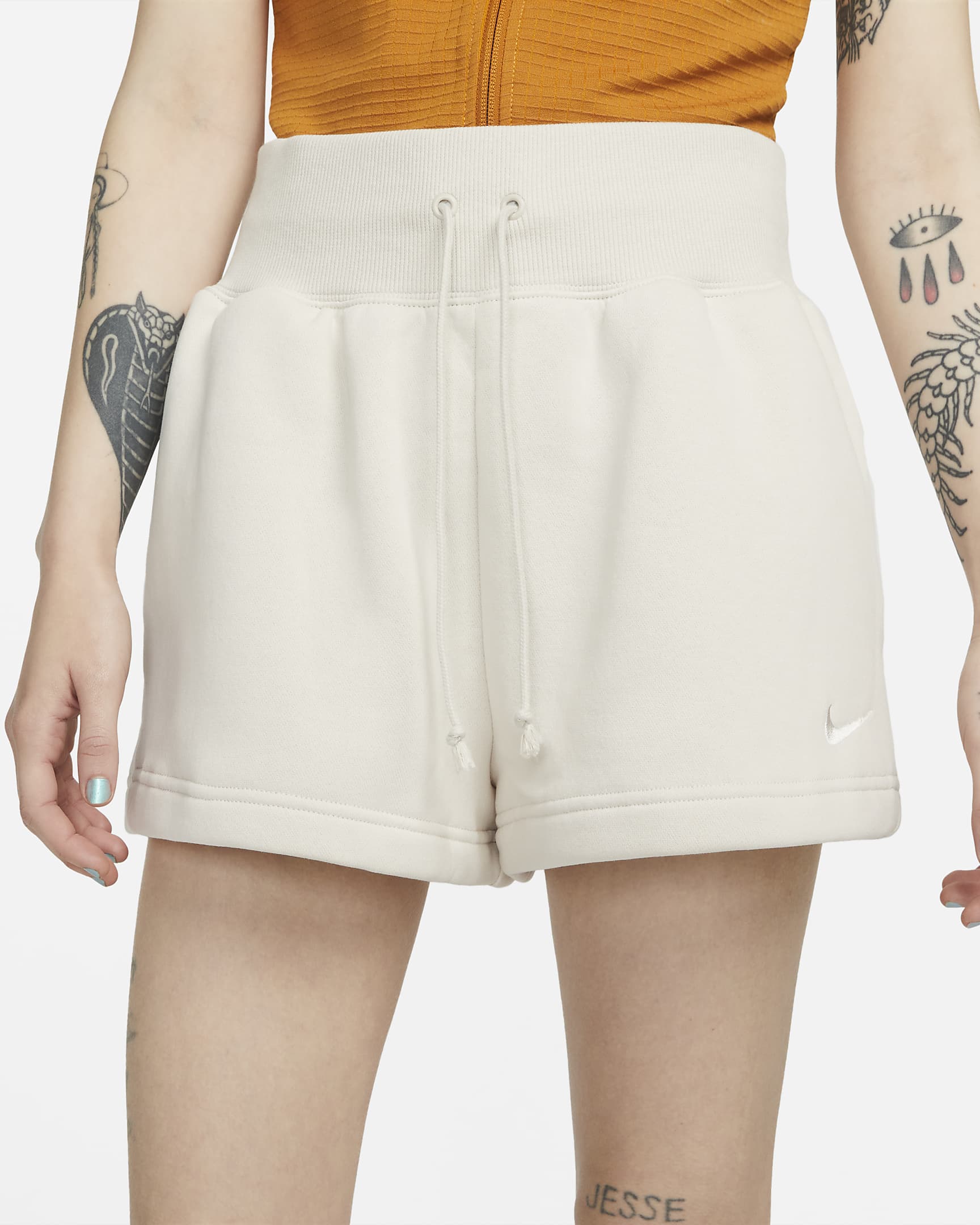 Nike Sportswear Phoenix Fleece Women's High-Waisted Shorts - Light Orewood Brown/Sail