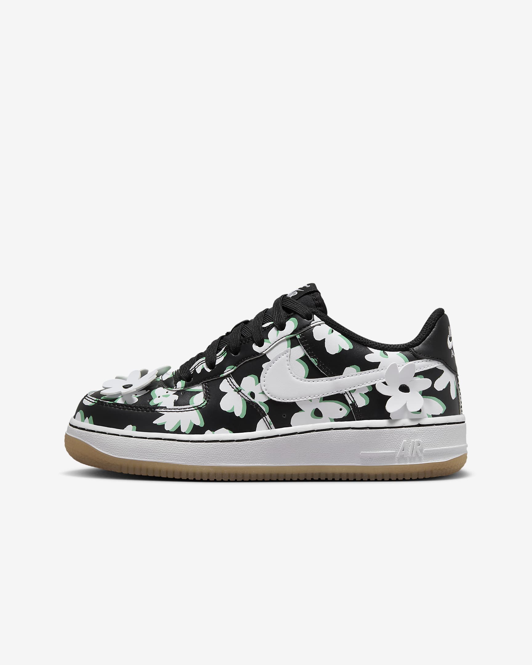 Nike Air Force 1 LV8 Older Kids' Shoes - Black/Spring Green/Gum Light Brown/White