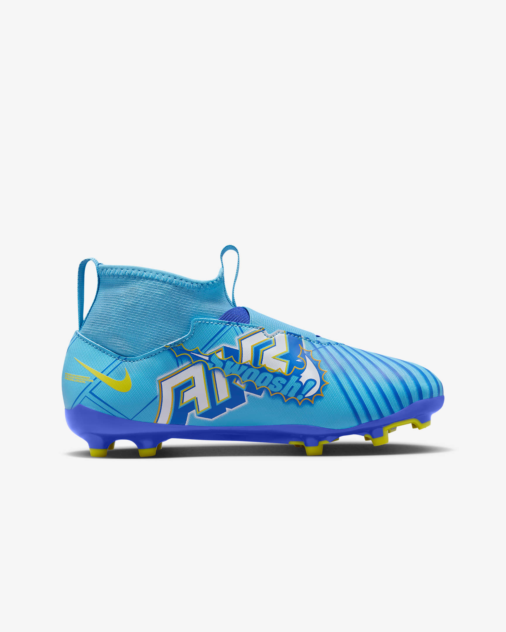 Nike Jr. Mercurial Zoom Superfly 9 Academy KM FG/MG 小/大童多種場地高筒足球釘鞋 - Baltic Blue/白色