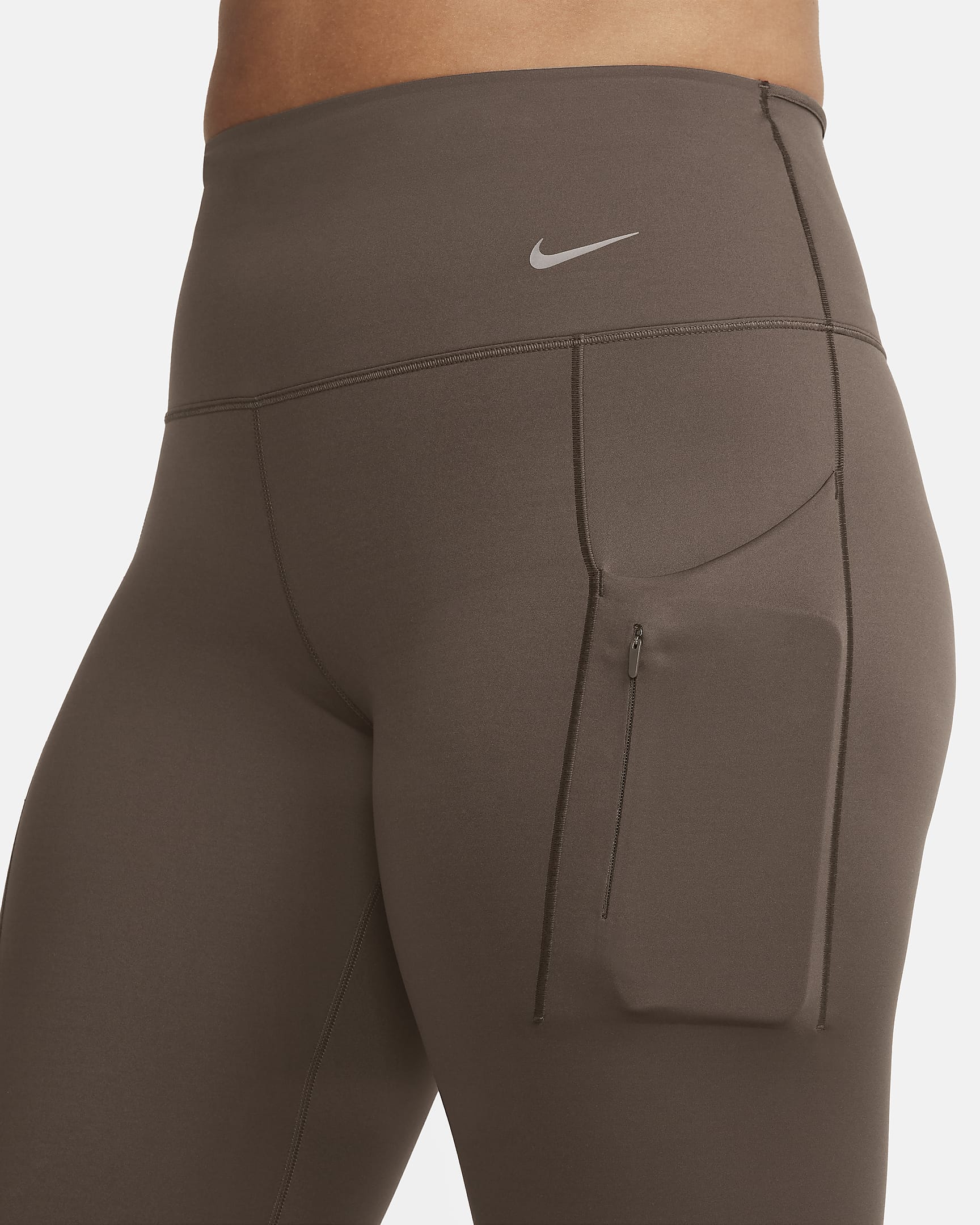 Leggings a tutta lunghezza a vita alta con tasche e sostegno elevato Nike Go – Donna - Baroque Brown/Nero