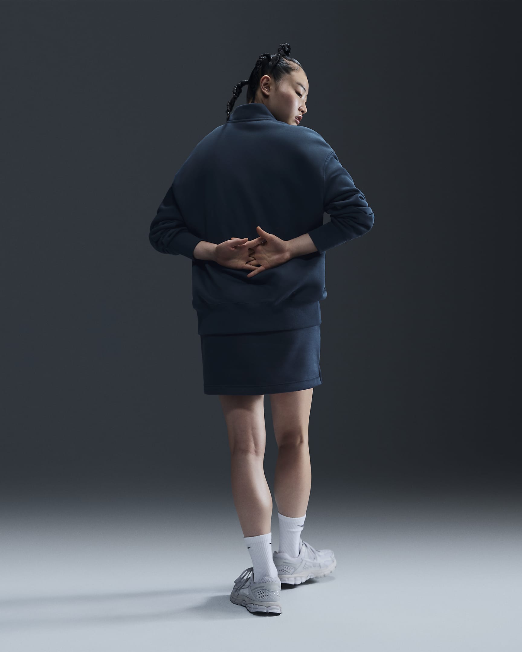 Nike Sportswear Phoenix Fleece Women's Oversized 1/4-Zip Logo Top - Armoury Navy/Photon Dust/Black