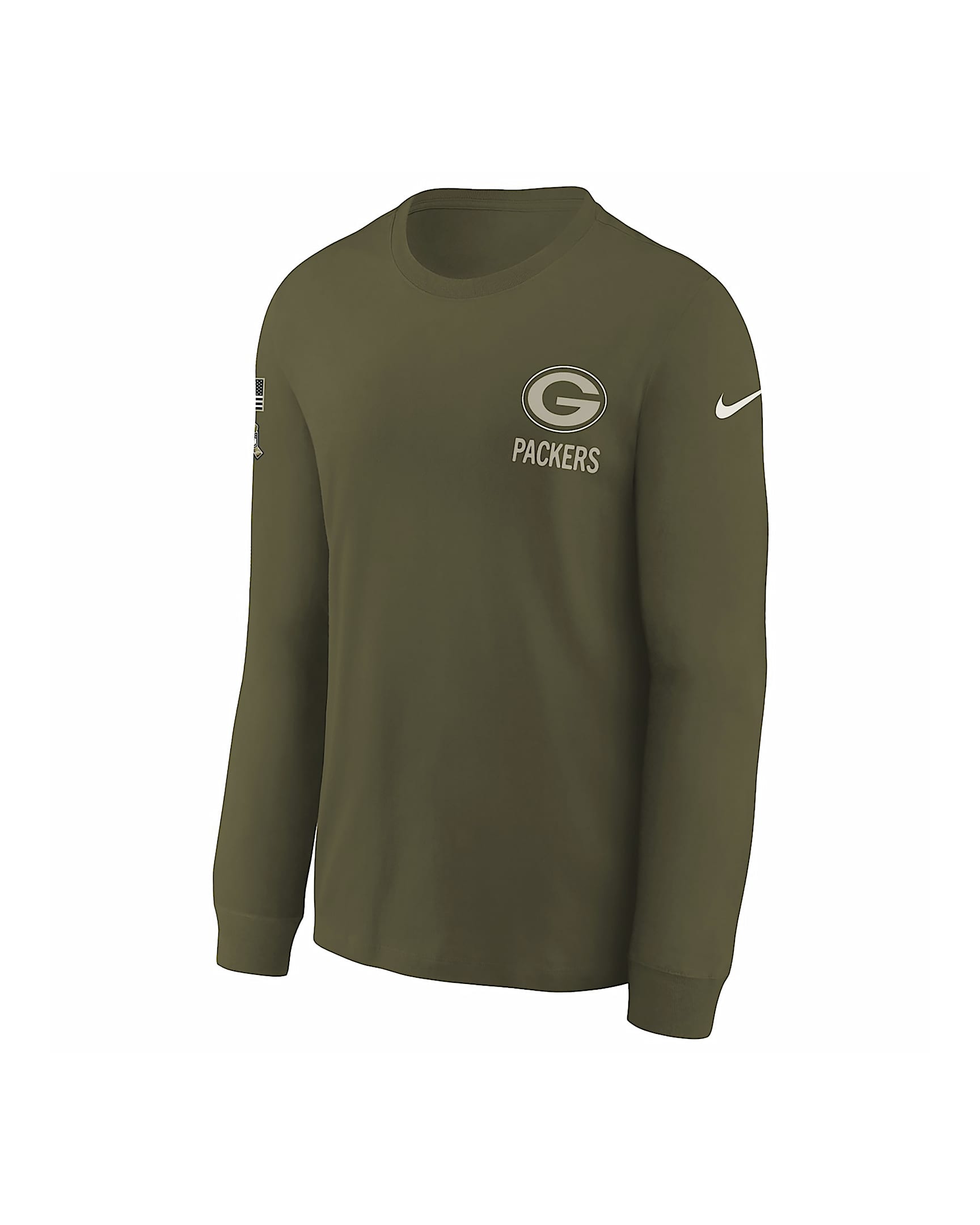 Green Bay Packers Salute to Service Sideline Big Kids’ Nike NFL Long-Sleeve T-Shirt - Olive