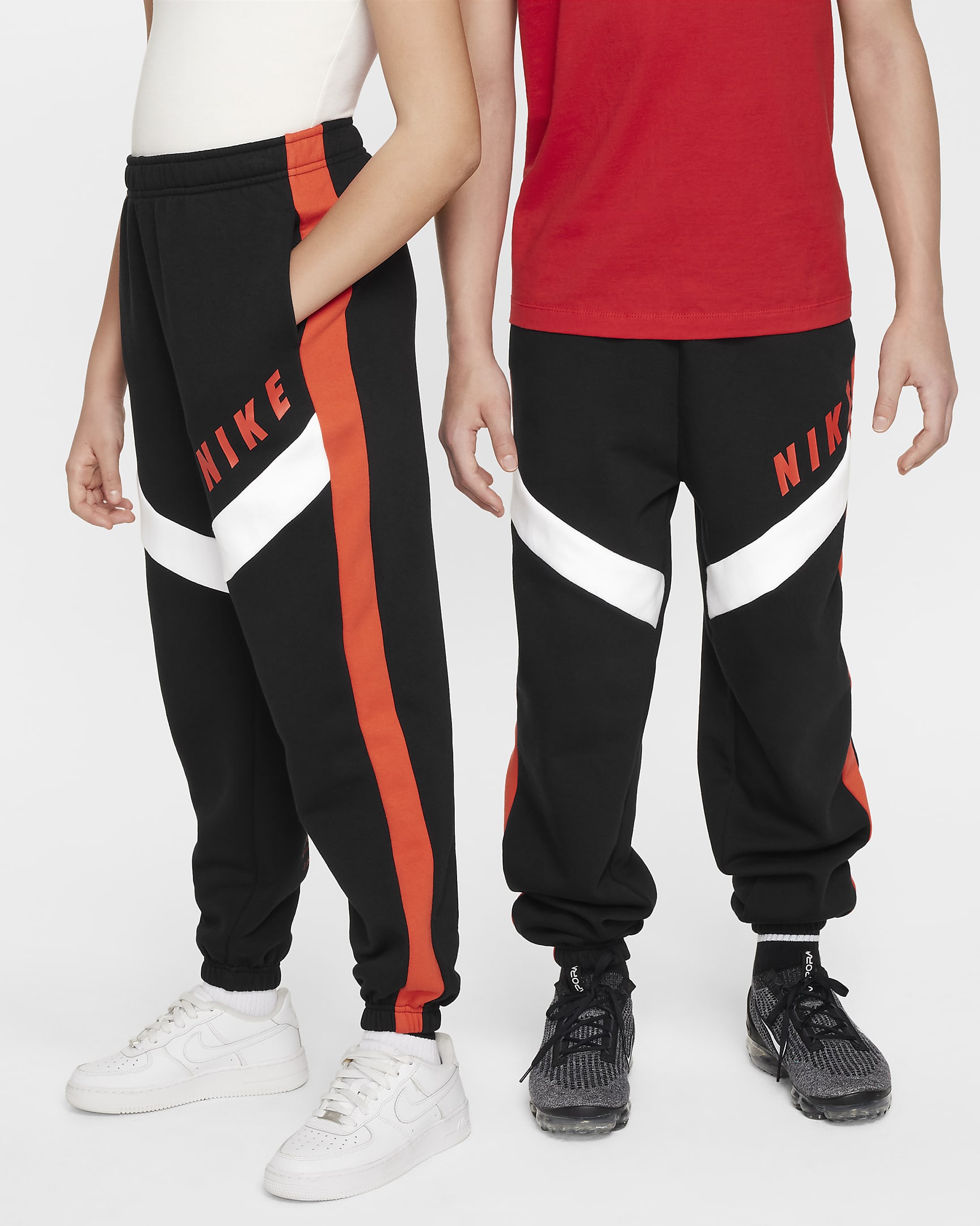 Nike Sportswear Older Kids' (Girls') Oversized Fleece Joggers - Black/Light Crimson/White