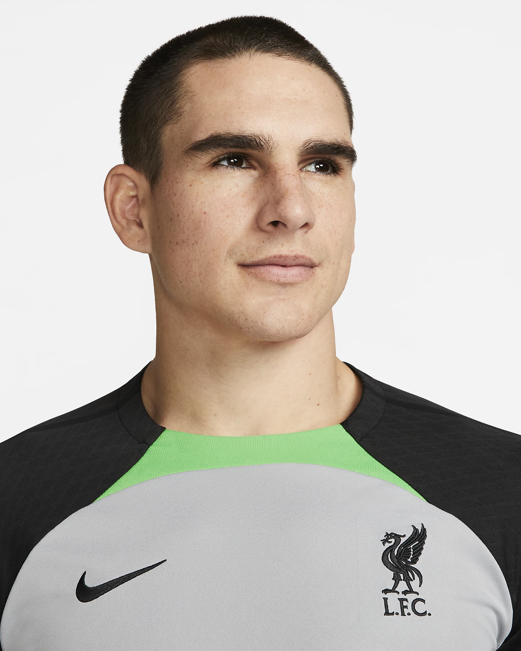 Liverpool FC Strike Men's Nike Dri-FIT Knit Soccer Top - Wolf Grey/Poison Green/Black