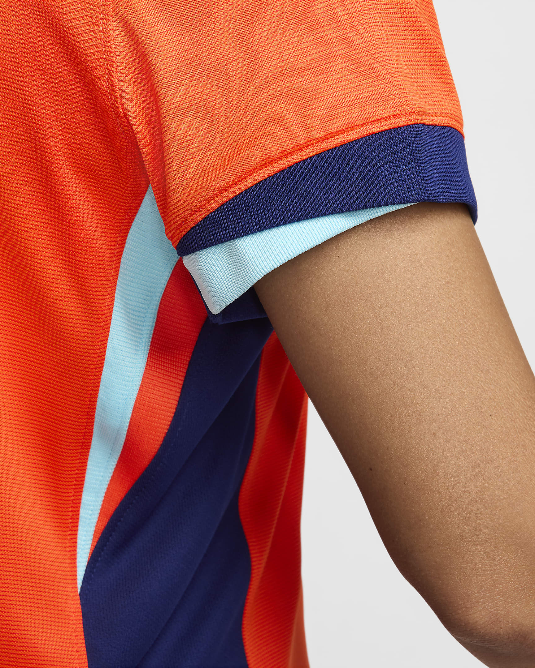 Holland 2024/25 Stadium Home Nike Dri-FIT Replica-fodboldtrøje til kvinder (kvindehold) - Safety Orange/Blue Void/Copa/Blue Void