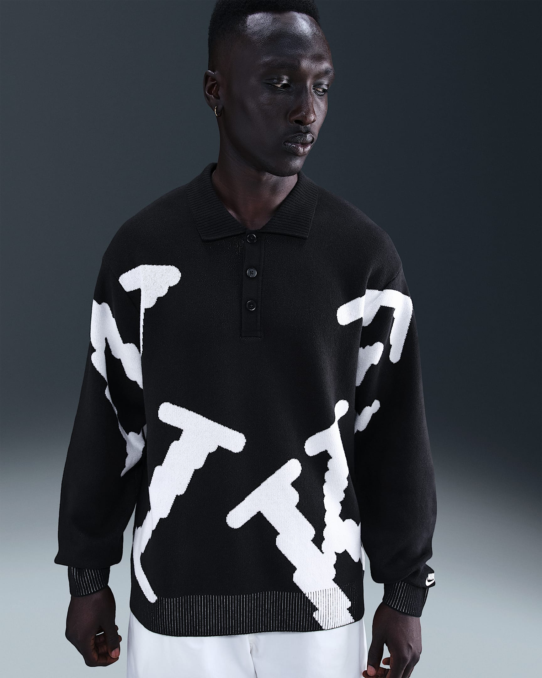 Nike Sportswear Club Men's Rugby Top - Black/White/White