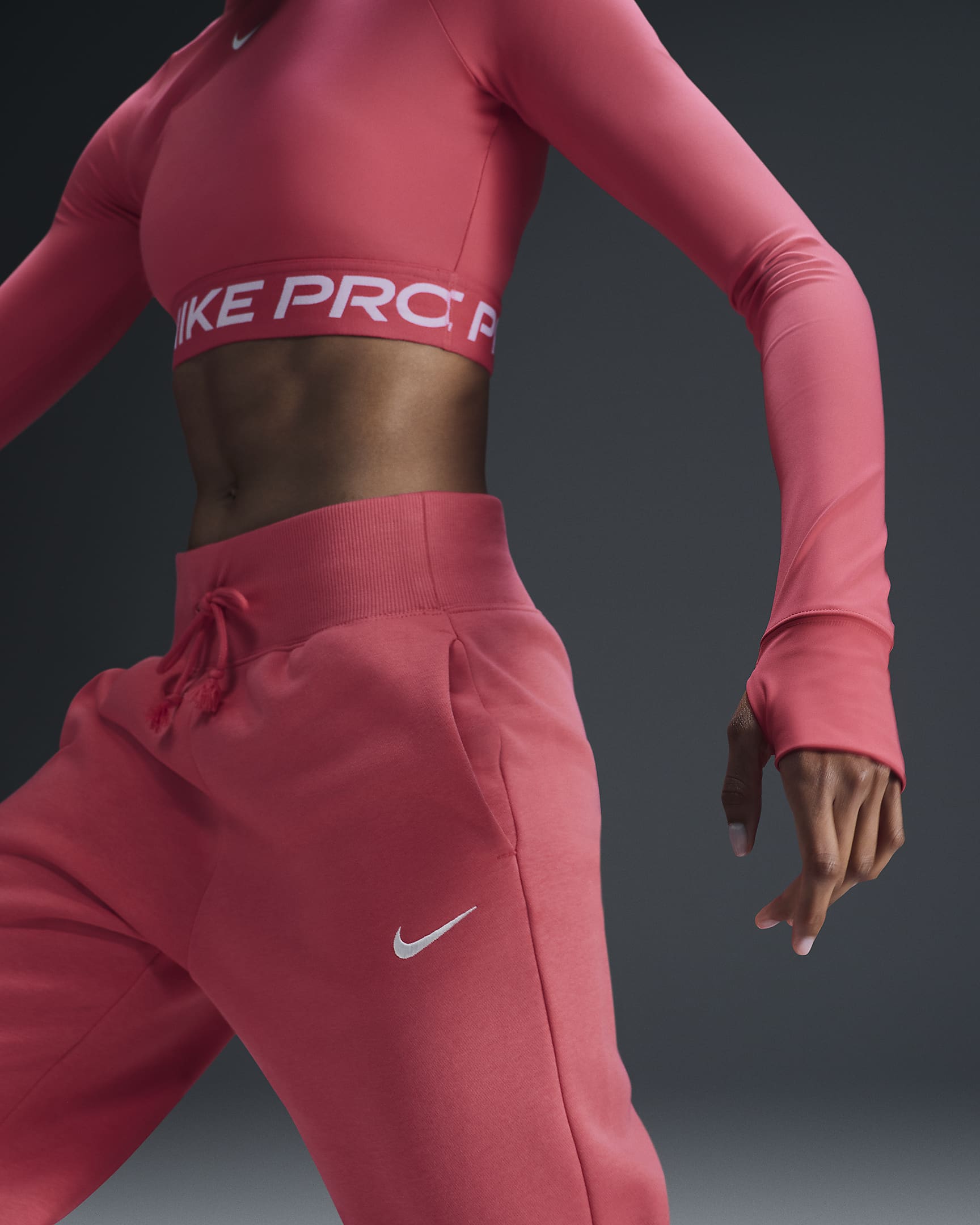 Nike Sportswear Phoenix Fleece Women's High-Waisted Wide-Leg Tracksuit Bottoms - Aster Pink/Sail