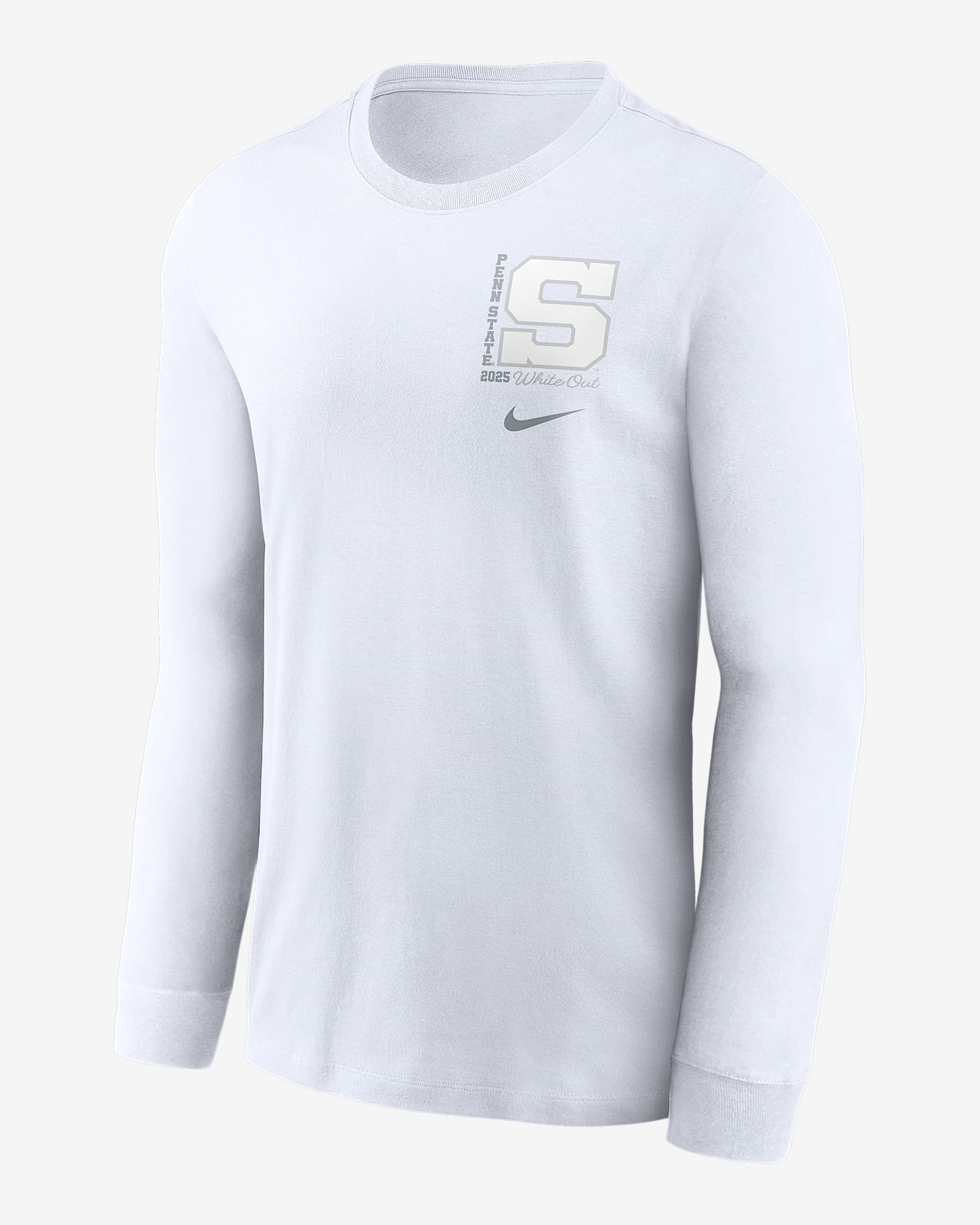 Playera de manga larga universitaria Nike para hombre Penn State 2025 White Out - Blanco