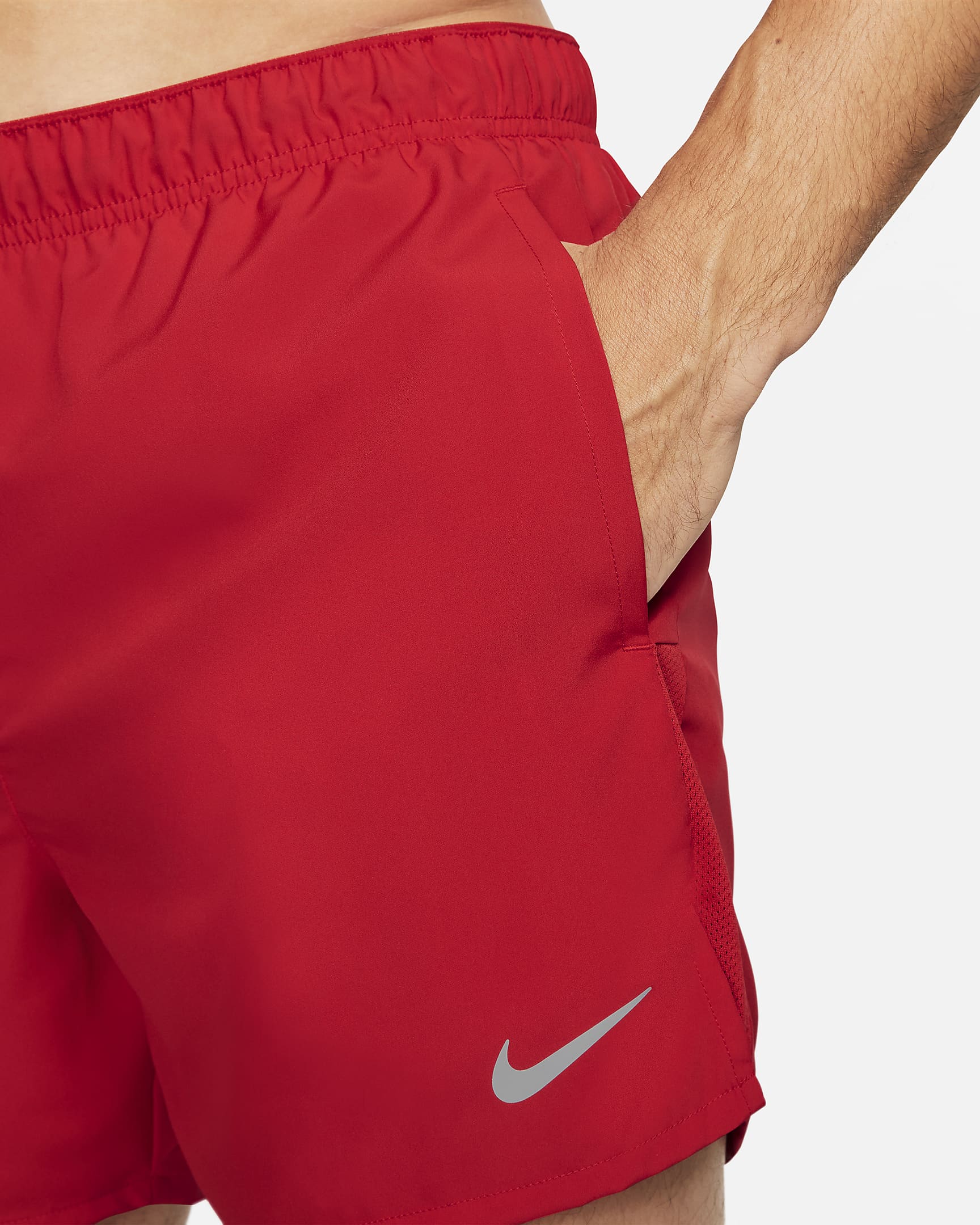 Shorts de correr Dri-FIT de 13 cm con forro de ropa interior para hombre Nike Challenger - Rojo universitario/Rojo universitario/Negro