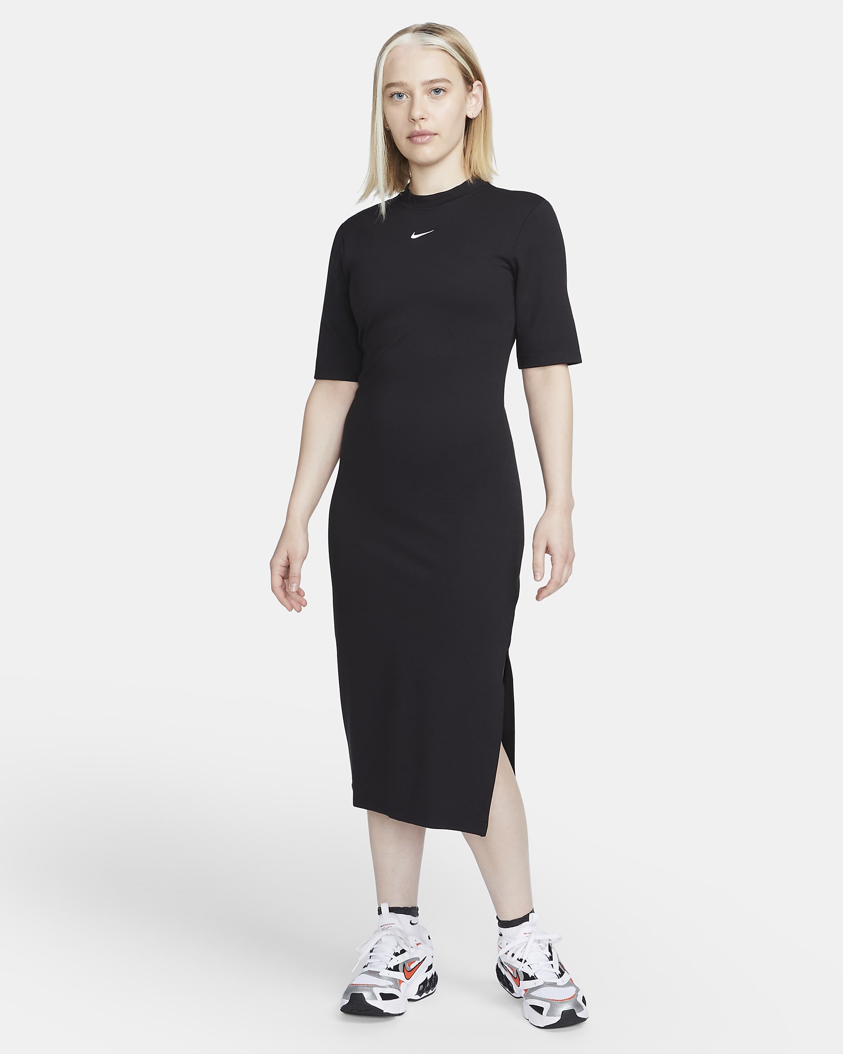 Nike Sportswear Essential Women's Tight Midi Dress - Black/White