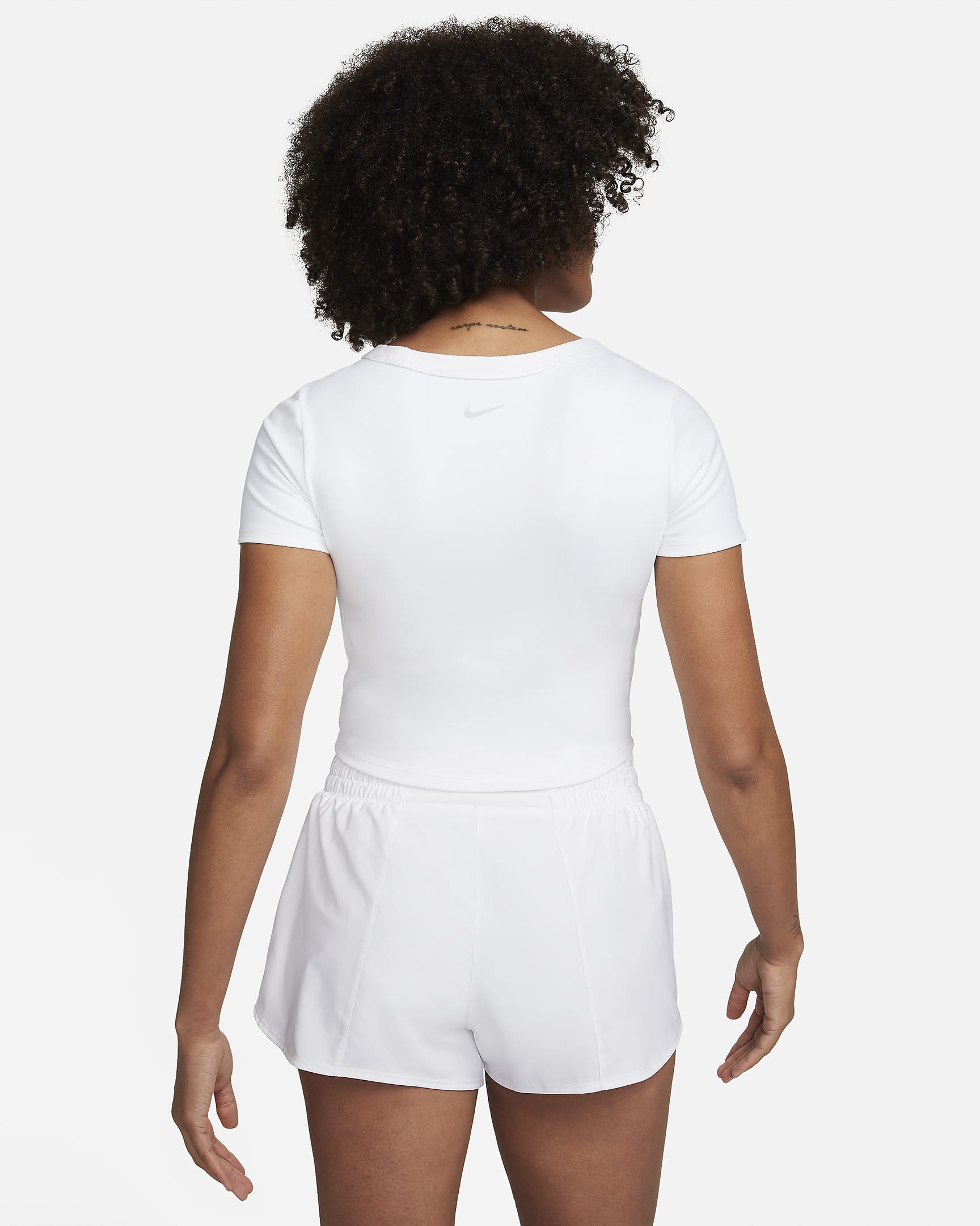 Top corto a manica corta Dri-FIT Nike One Fitted – Donna - Bianco/Nero