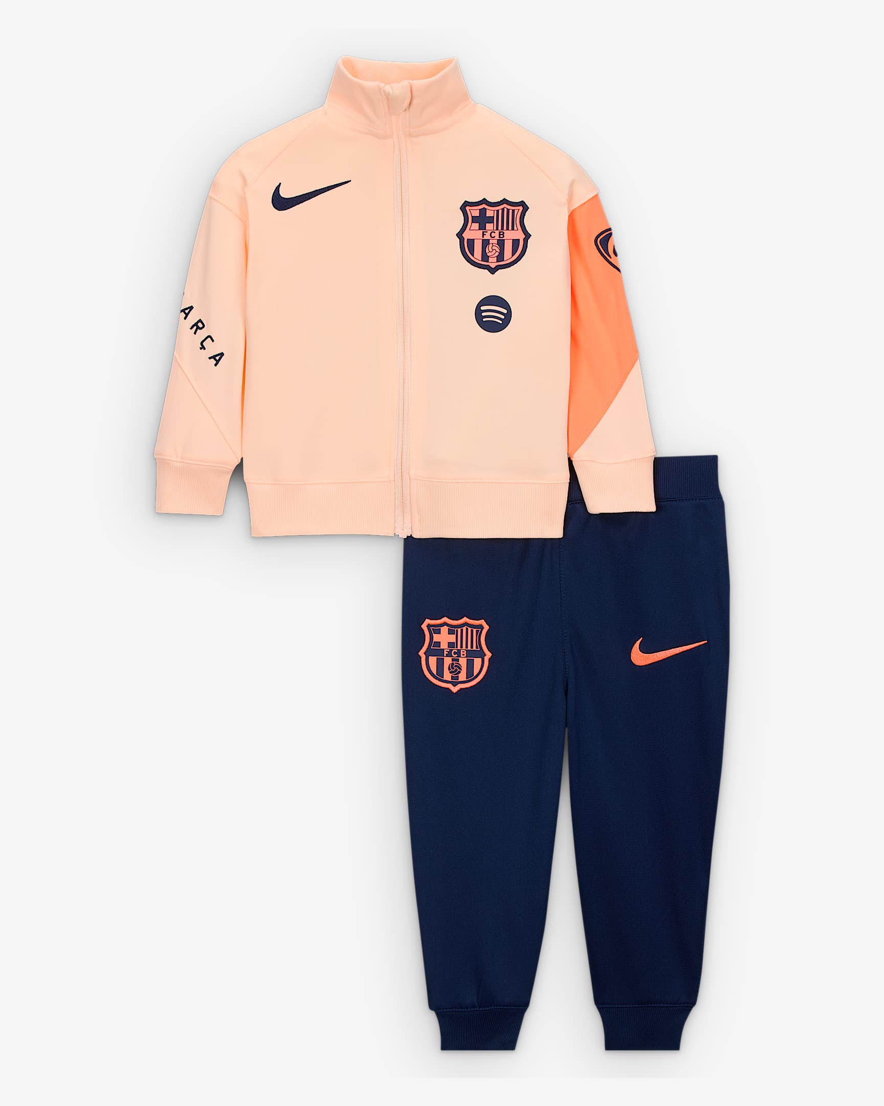 F.C. Barcelona Strike Third Baby Nike Dri-FIT Total 90 Football Knit Tracksuit - Crimson Tint/Midnight Navy/Bright Mango/Midnight Navy