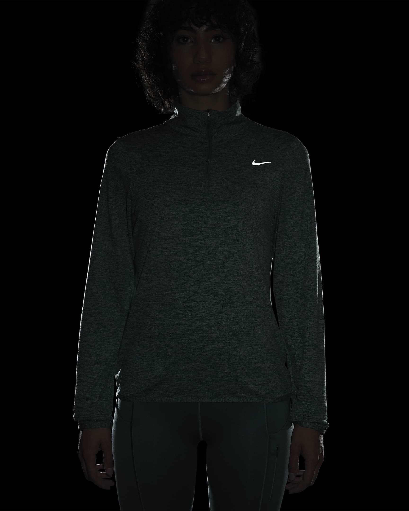 Nike Swift Women's UV Protection 1/4-Zip Running Top - Bicoastal/Enamel Green/Heather