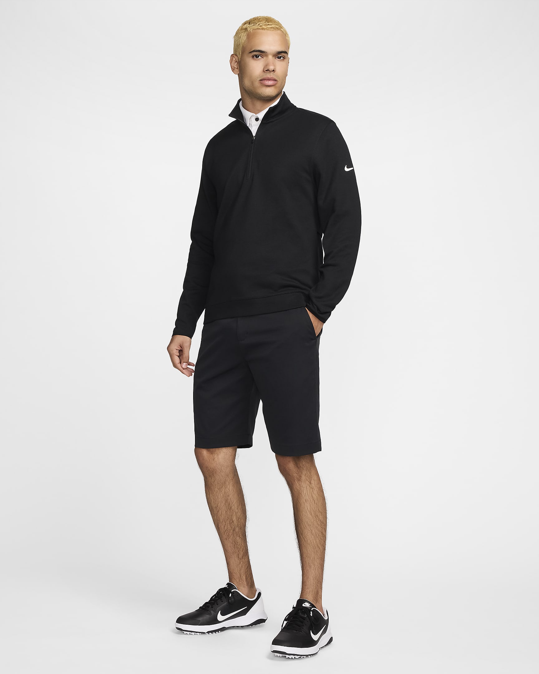 Haut de golf à demi-zip Nike Tour pour homme - Noir/Blanc