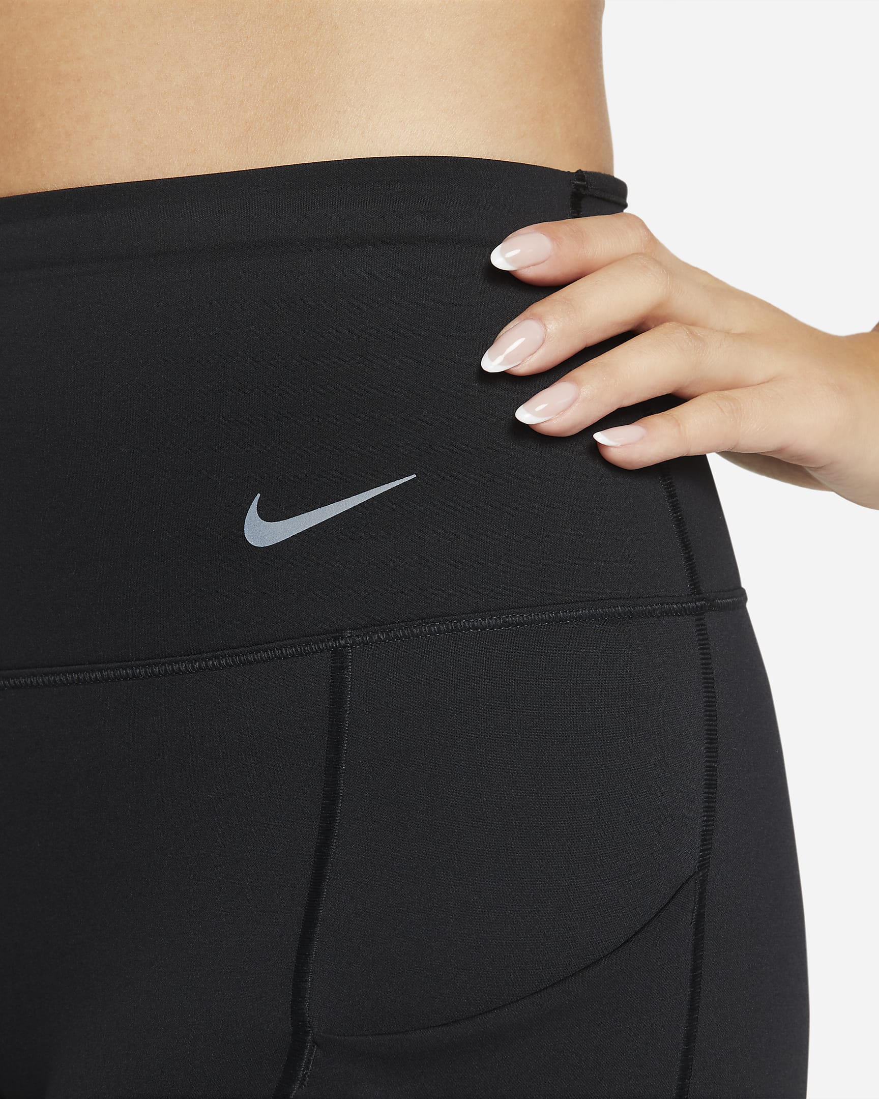 Nike Go Women's Firm-Support High-Waisted 7/8 Leggings with Pockets - Black/Black
