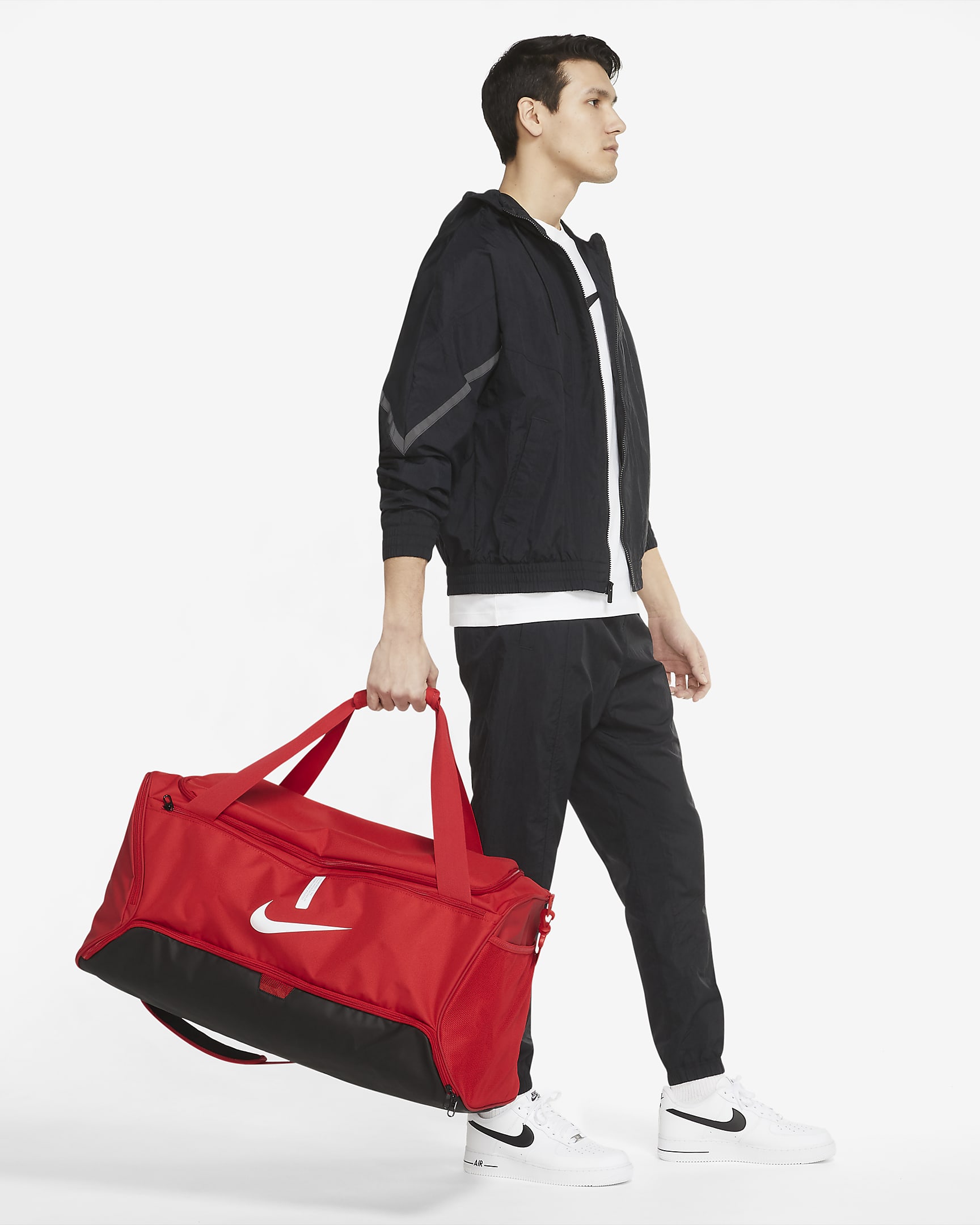 Nike Academy Team Bolsa de deporte de fútbol (Grande, 95 l) - University Red/Negro/Blanco