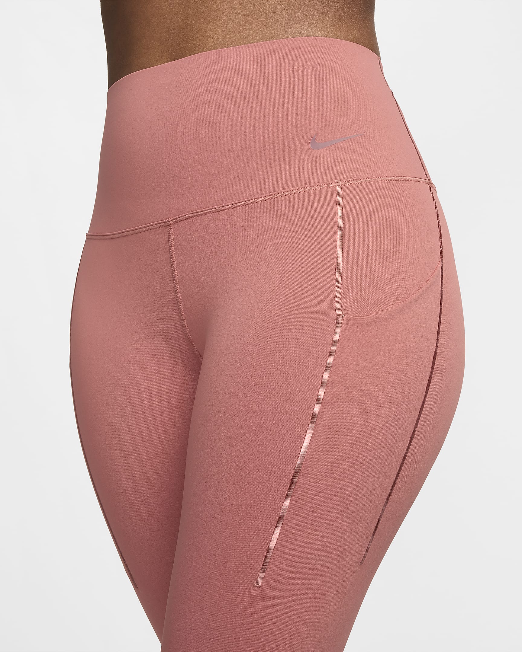 Nike Universa-leggings i 7/8 længde med medium støtte, høj talje og lommer til kvinder - Canyon Pink/sort