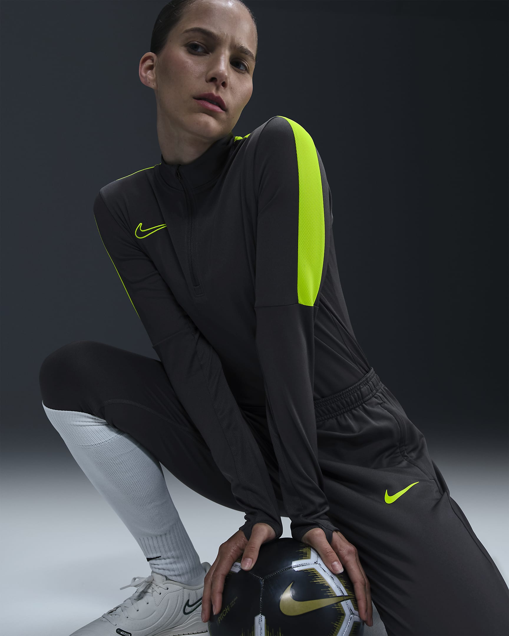 Nike Dri-FIT Academy Women's Football Drill Top - Anthracite/Volt/Volt