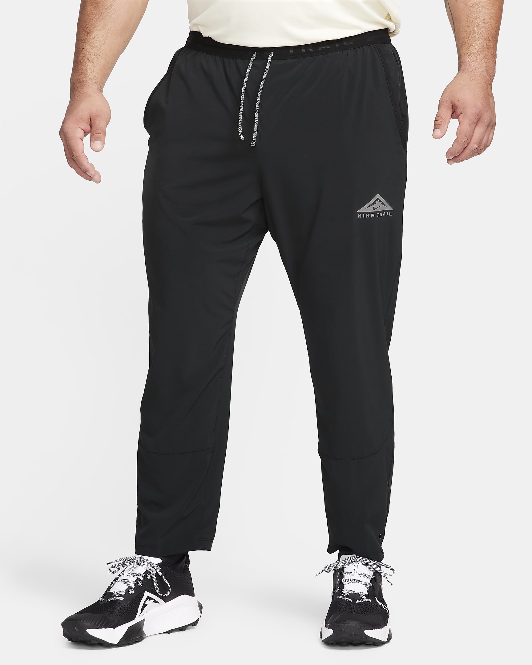 Pants de correr Dri-FIT para hombre Nike Trail Dawn Range - Negro/Negro/Blanco