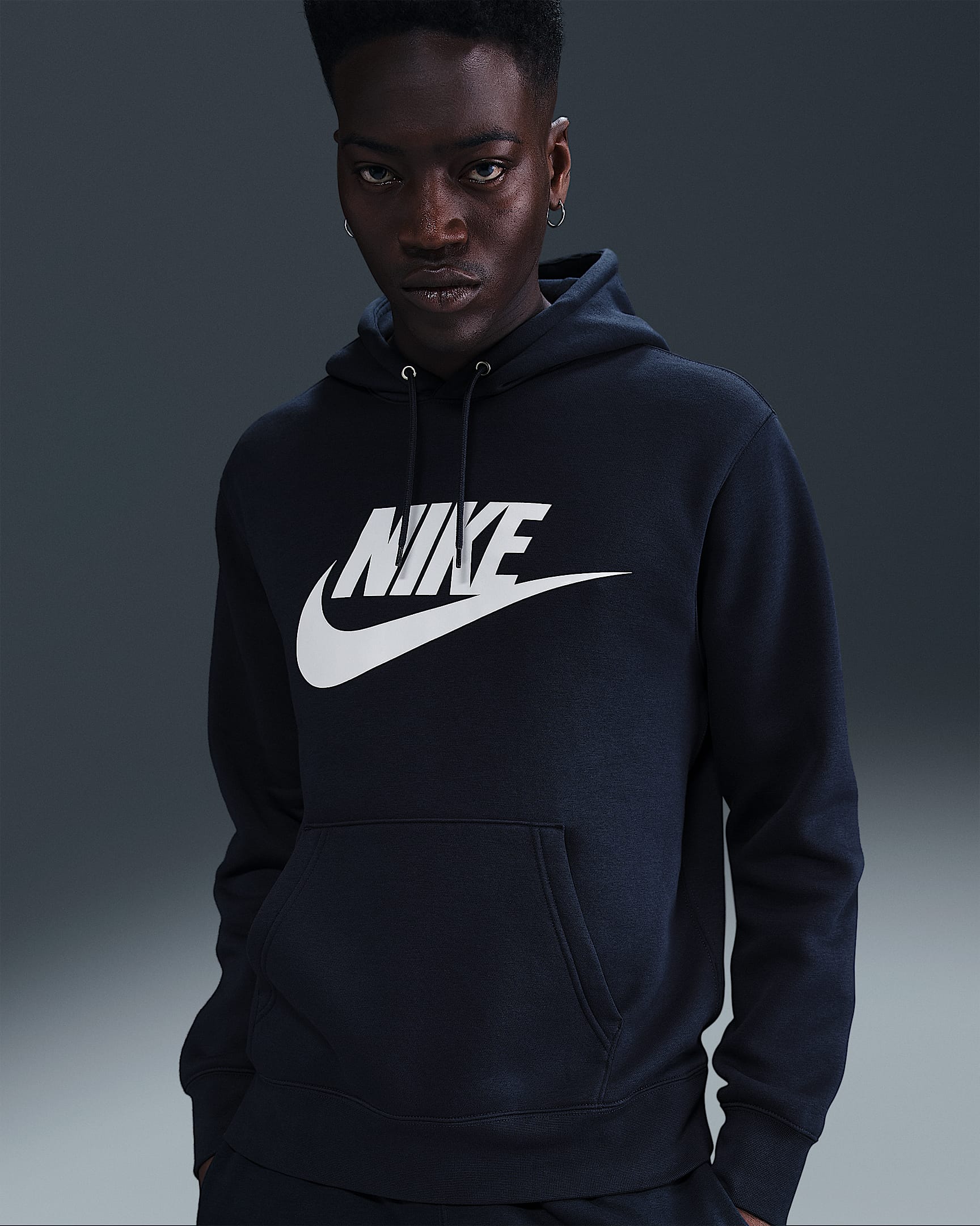 Nike Sportswear Club Men's Fleece Pullover Hoodie - Obsidian/Obsidian/White