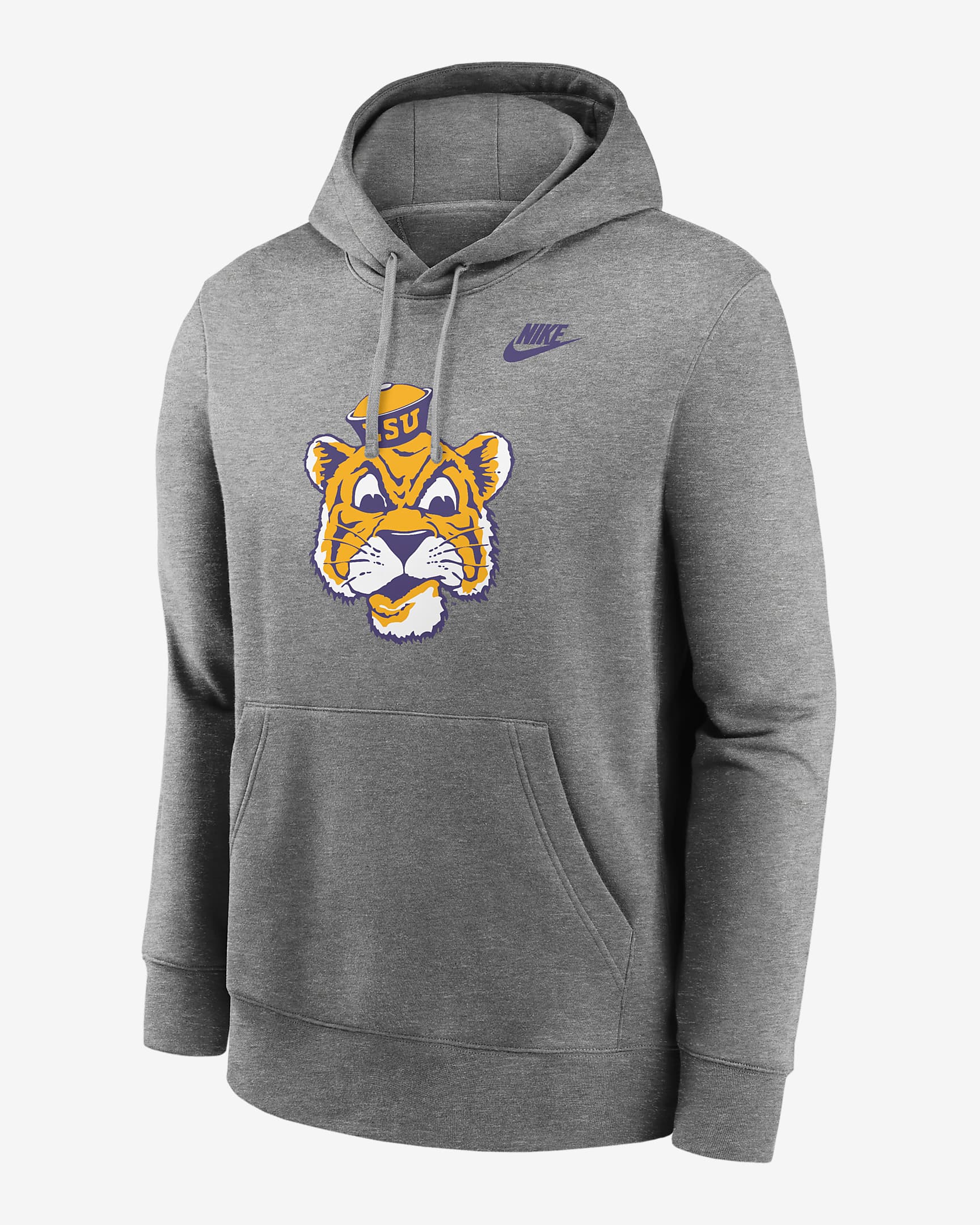 LSU Tigers Legacy Club Primary Logo Men's Nike College Pullover Hoodie - Dark Grey Heather