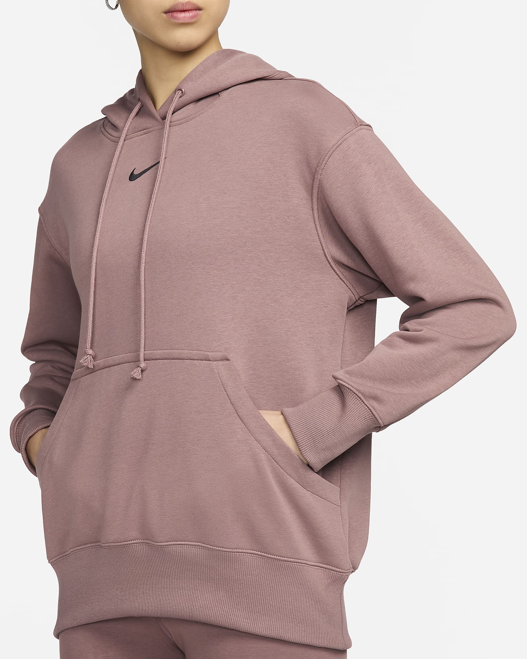 Nike Sportswear Phoenix Fleece Women's Oversized Pullover French Terry Hoodie - Smokey Mauve/Black