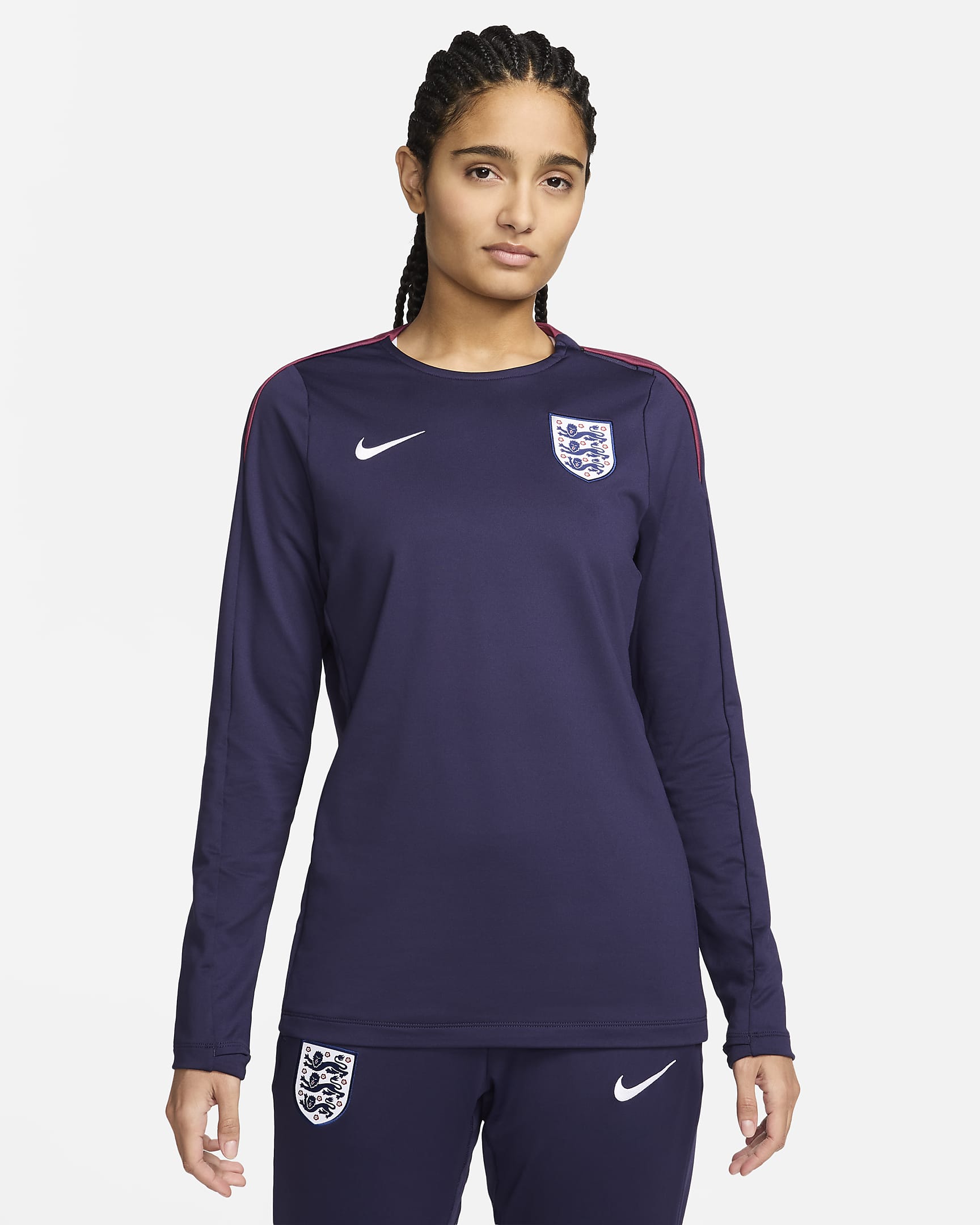 England Strike Women's Nike Dri-FIT Football Crew-Neck Top - Purple Ink/Purple Ink/Rosewood/White