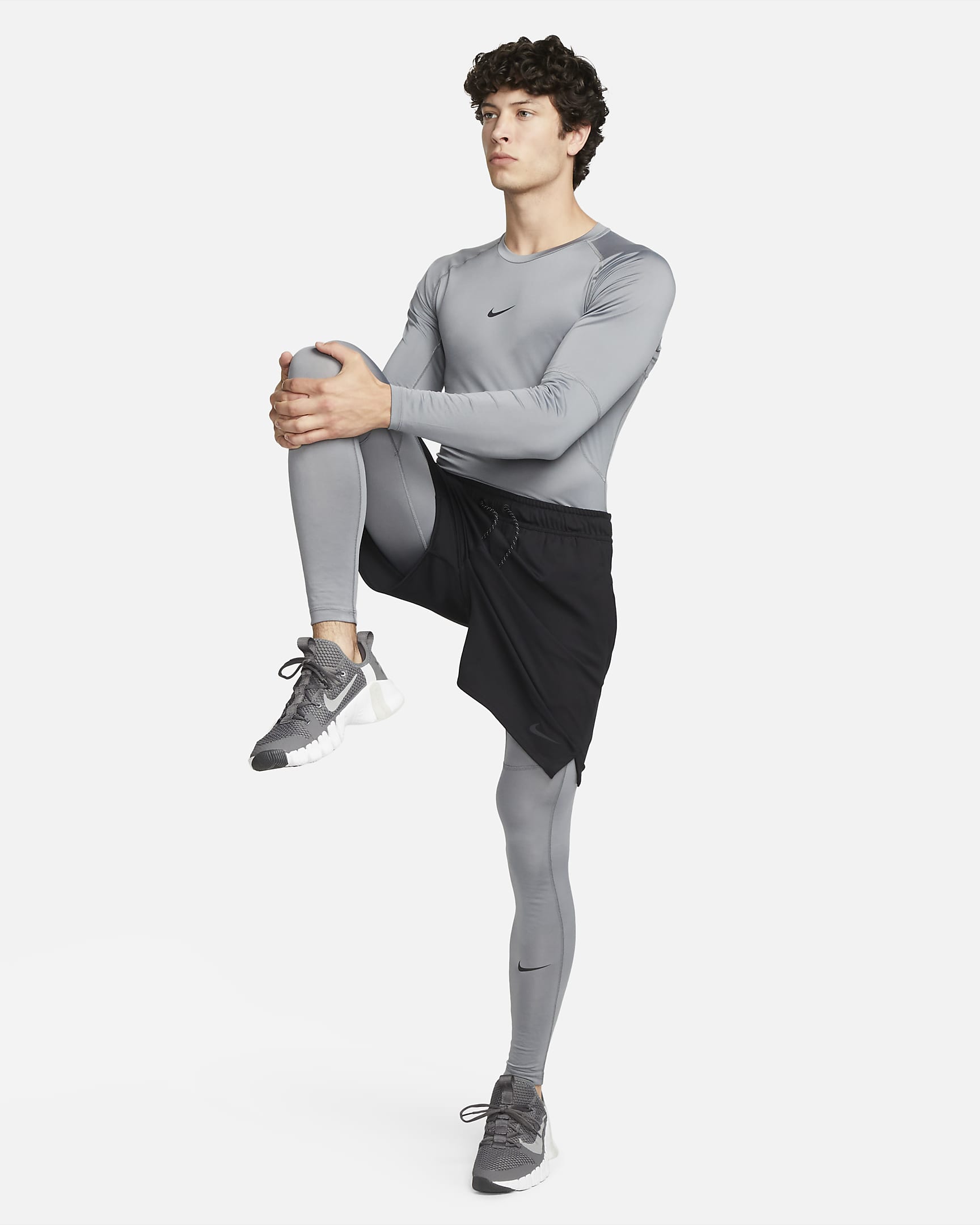 Haut de fitness ajusté à manches longues Dri-FIT Nike Pro pour homme - Smoke Grey/Noir
