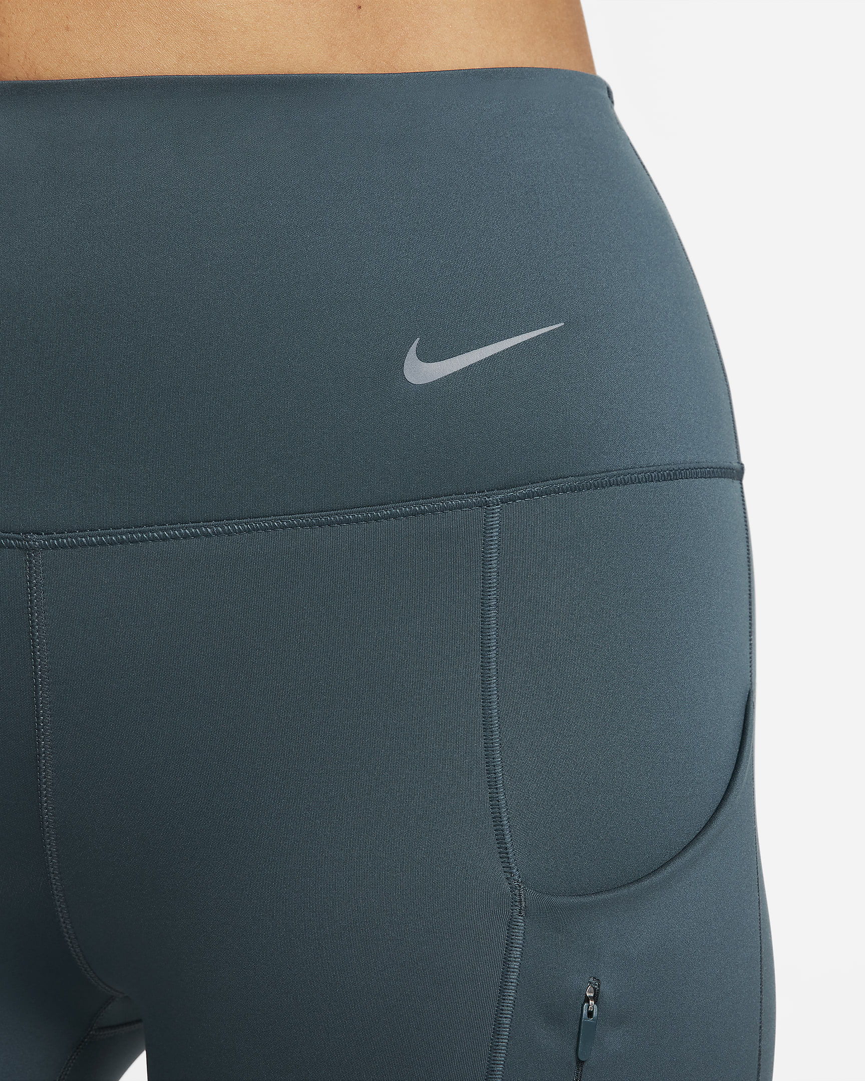 Nike Go Women's Firm-Support High-Waisted 7/8 Leggings with Pockets - Deep Jungle/Black