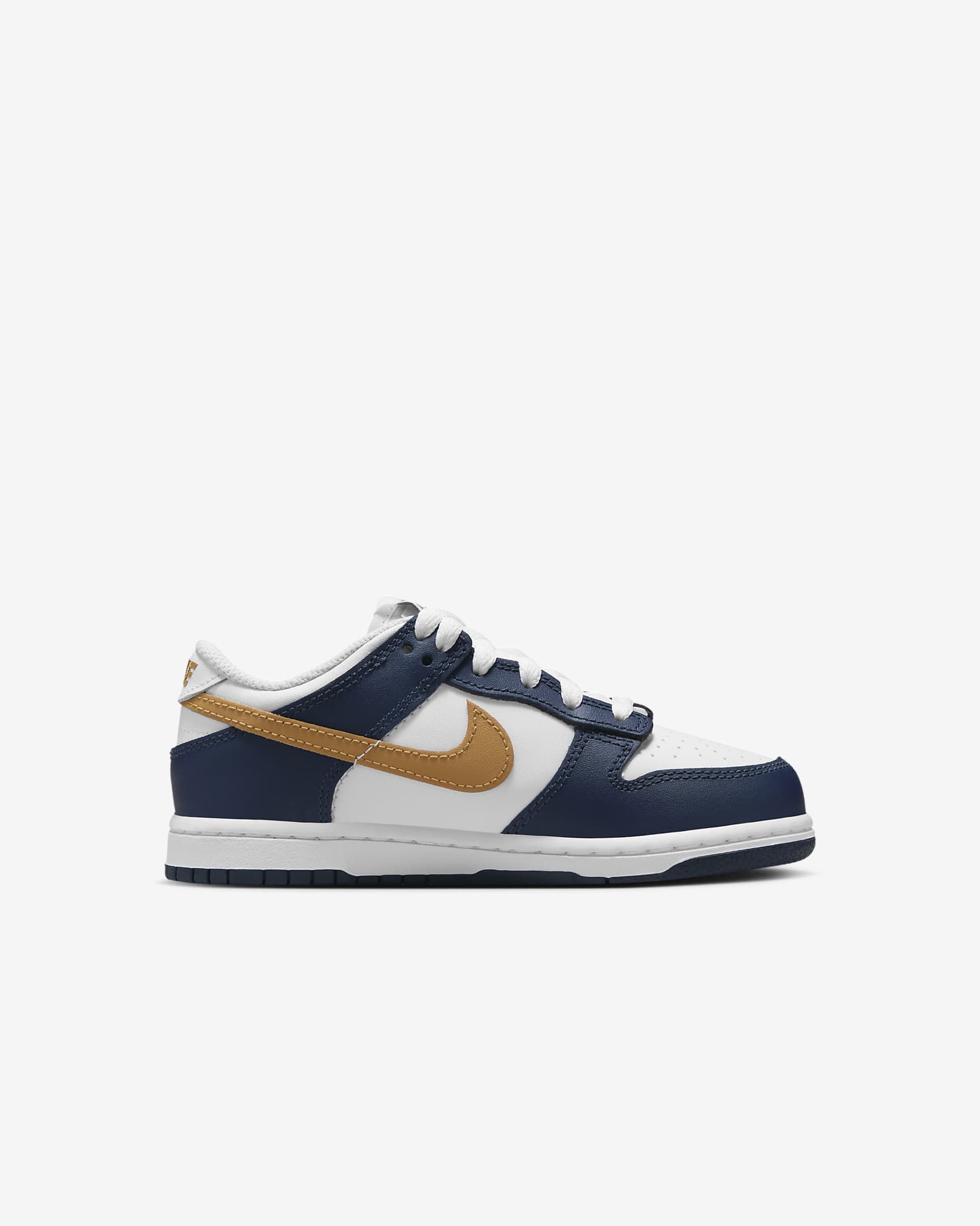 Nike Dunk Low Younger Kids' Shoes - White/Midnight Navy/Wheat