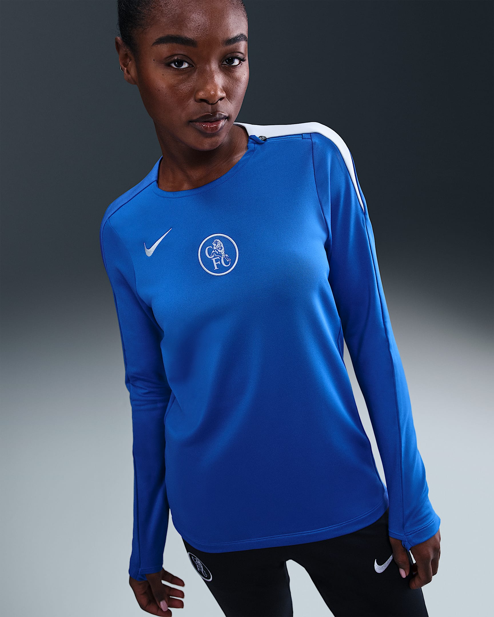 Maglia da calcio a girocollo Nike Dri-FIT Total 90 Chelsea FC Strike da donna – Terza - Game Royal/Field Silver/Field Silver